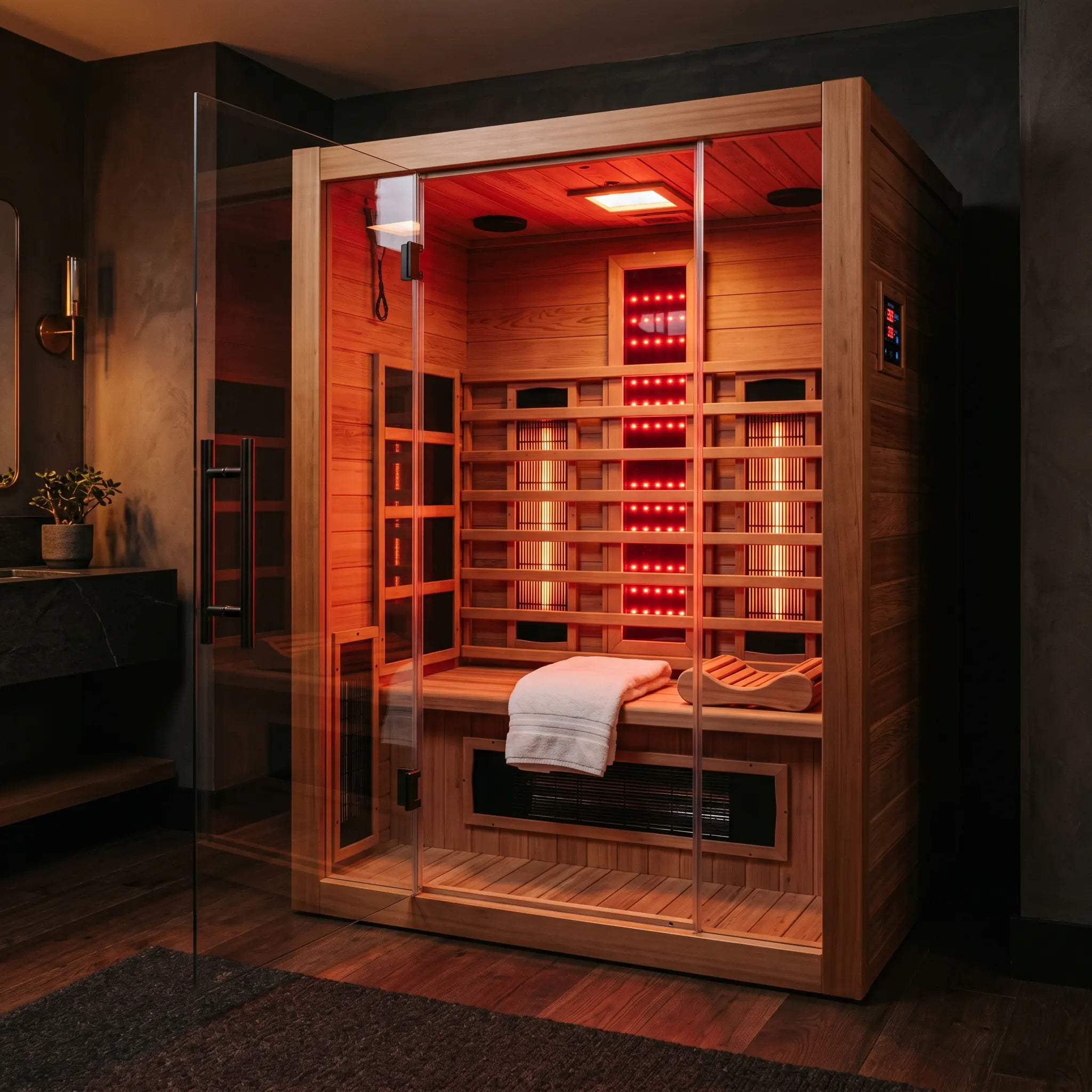Full spectrum infrared saunas collection with near, mid, and far infrared heat