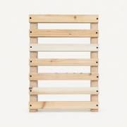 Cedar sauna backrest with a gradient wood finish on a white background