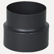 Harvia Adapter Pipe WZ115155 4 in to 6 in, black stepped chimney pipe fitting on a white background