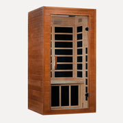 Golden Designs Dynamic Avila Elite 1-2 person ultra low EMF infrared sauna, front view on white background
