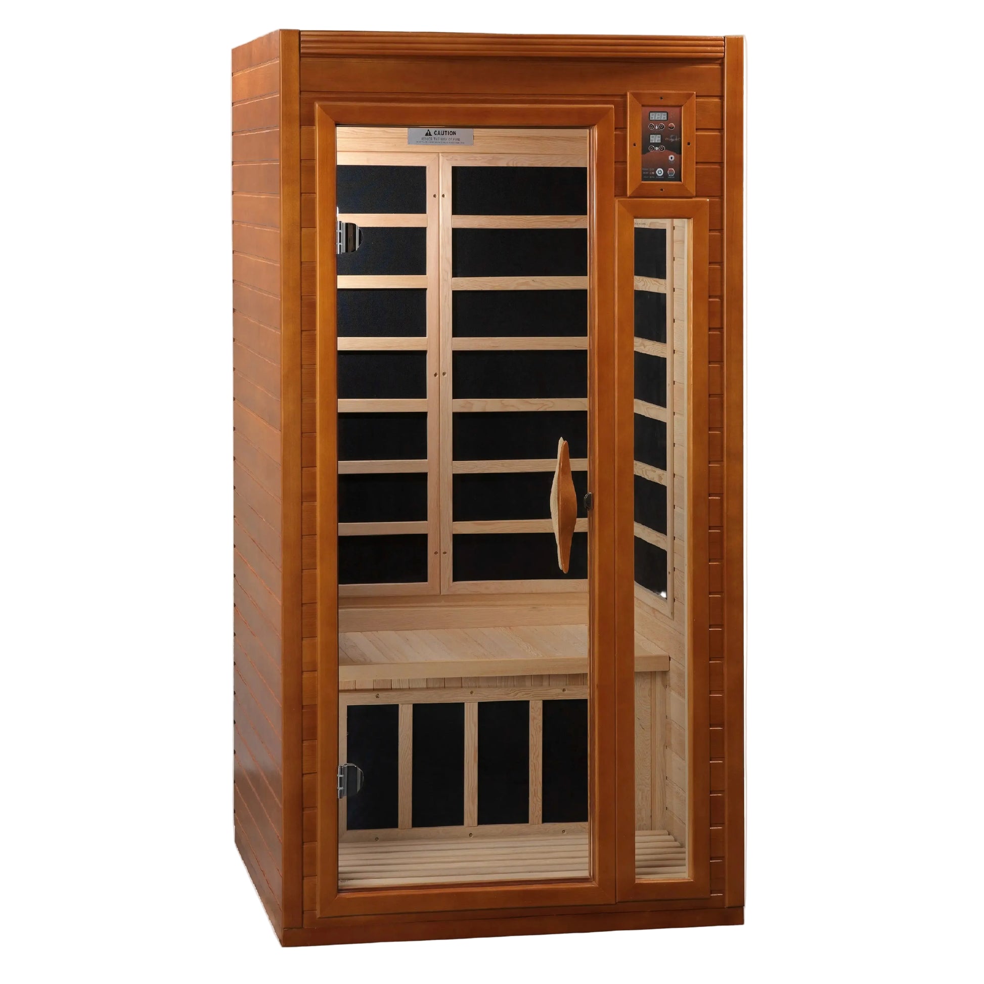 Golden Designs Dynamic Barcelona Elite ultra low EMF infrared sauna side angle view