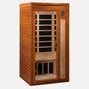 Golden Designs Dynamic Barcelona Elite 1-2 person ultra low EMF infrared sauna, front view on white background