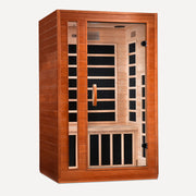 Golden Designs Dynamic Cordoba Elite 2 person ultra low EMF far infrared sauna, front view on white background
