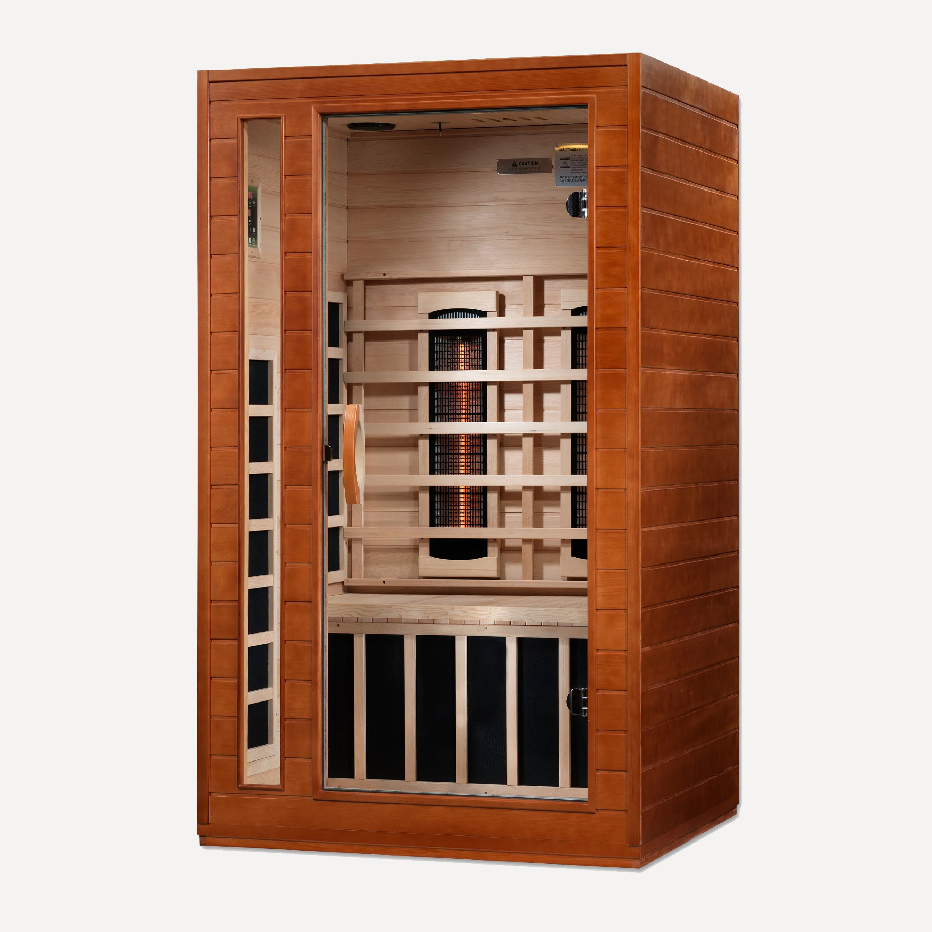 Golden Designs Dynamic Cordoba full spectrum near zero EMF infrared sauna side angle view