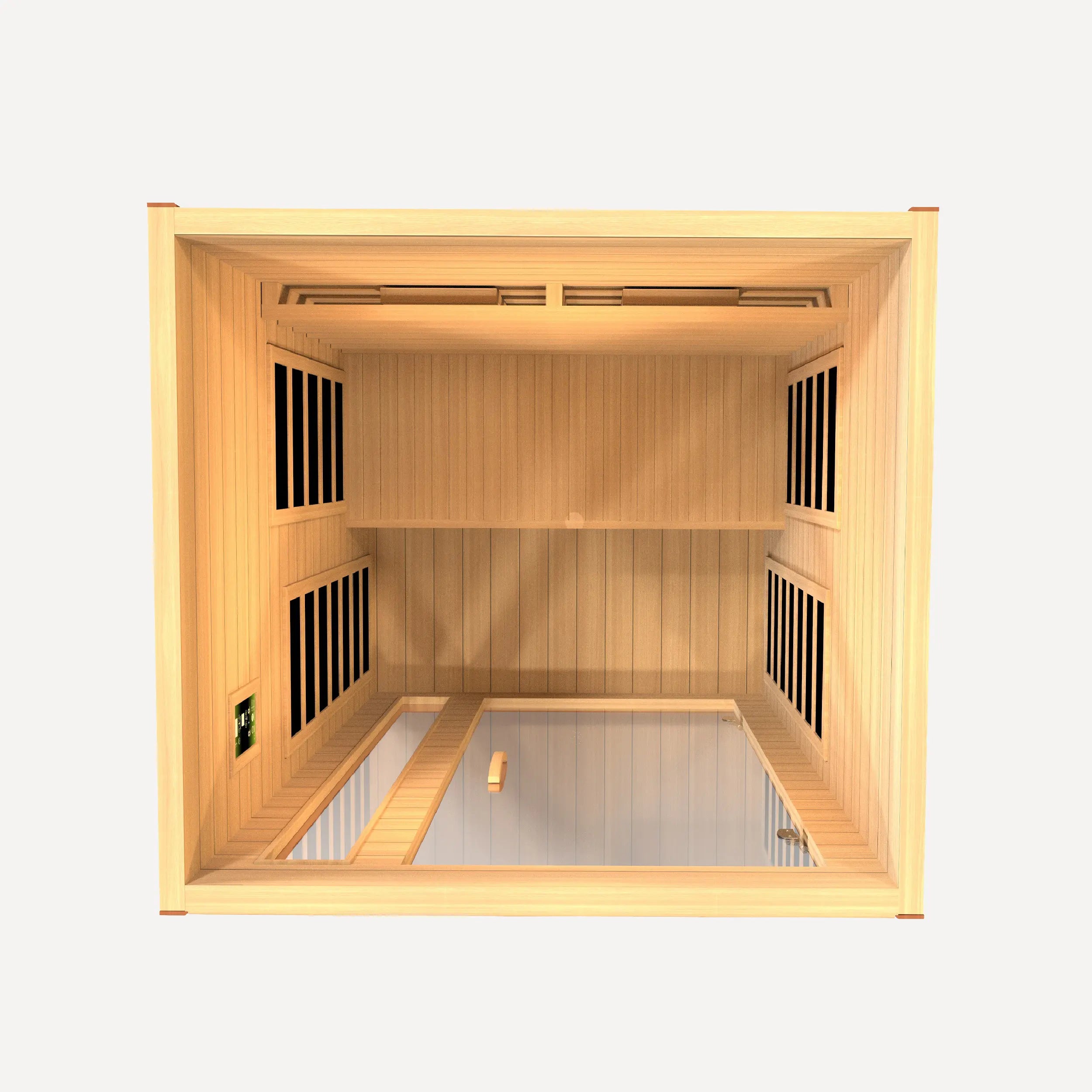Golden Designs Dynamic Cordoba full spectrum near zero EMF infrared sauna rear and side panel view