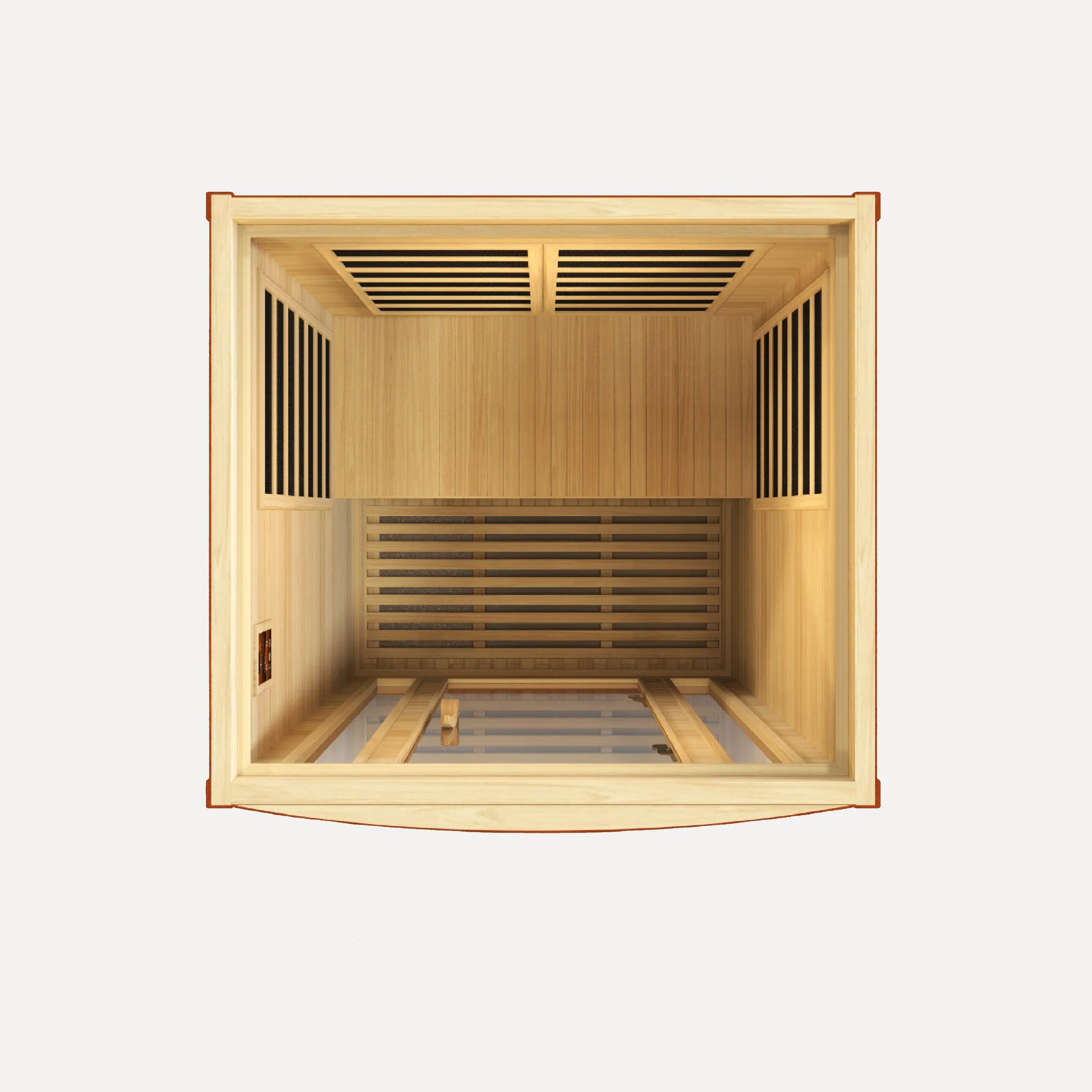 Golden Designs Dynamic San Marino Elite 2 Person Ultra Low EMF Far Infrared Sauna, front view on white background