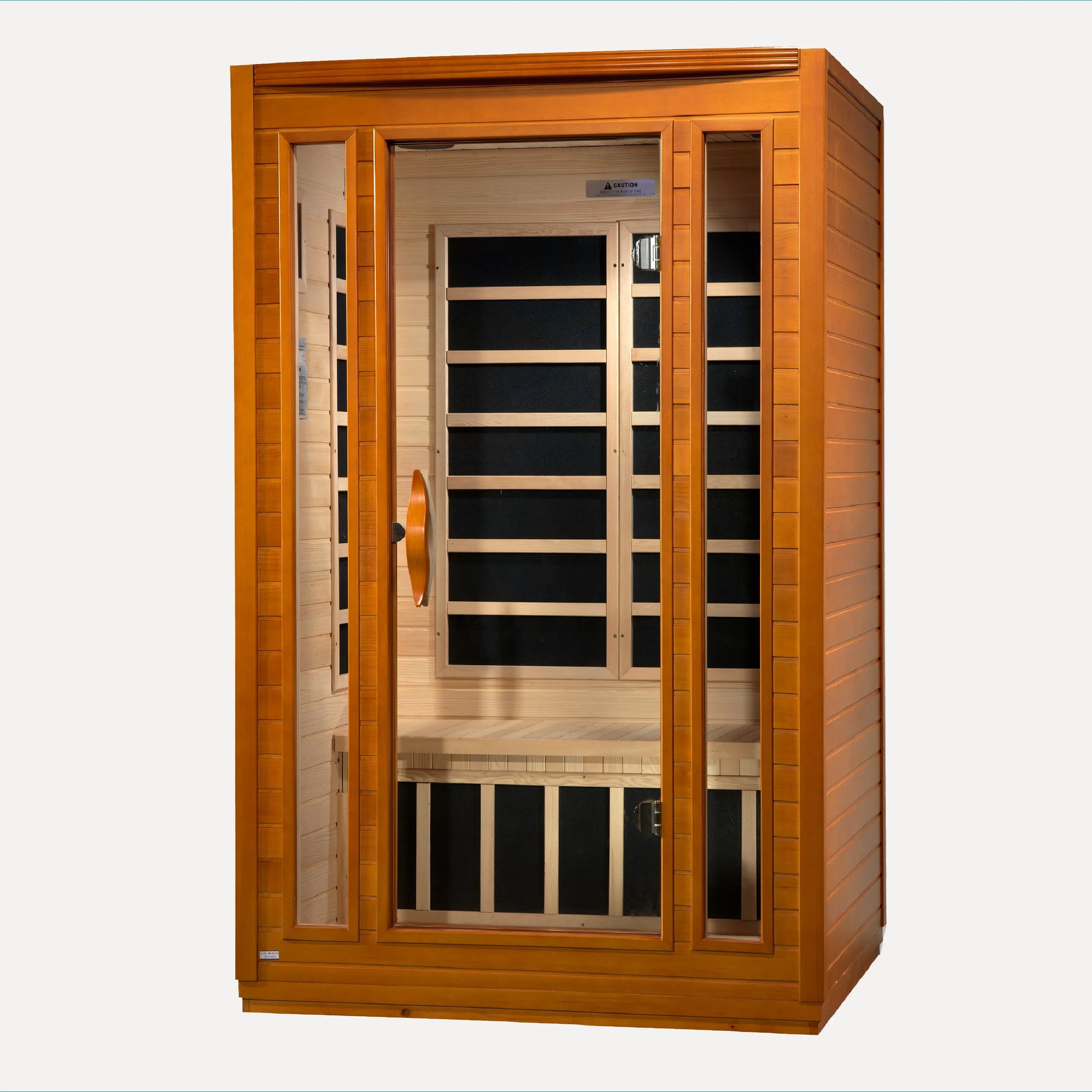 Golden Designs Dynamic San Marino Elite 2 Person Ultra Low EMF Far Infrared Sauna, shown at a front three-quarter angle