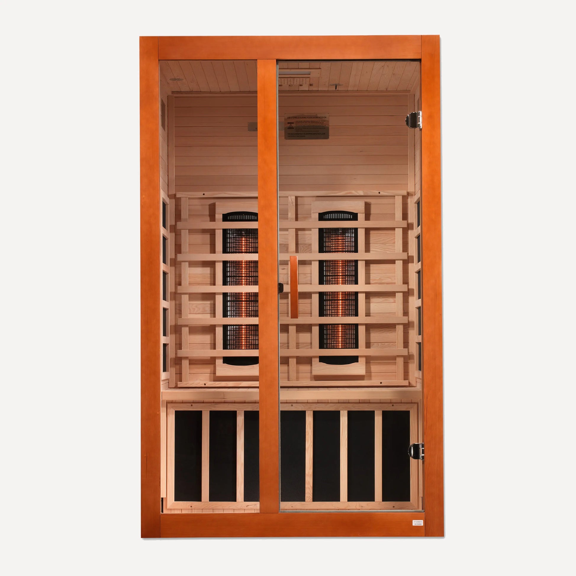 Golden Designs Dynamic Santiago full spectrum near zero EMF infrared sauna side angle view