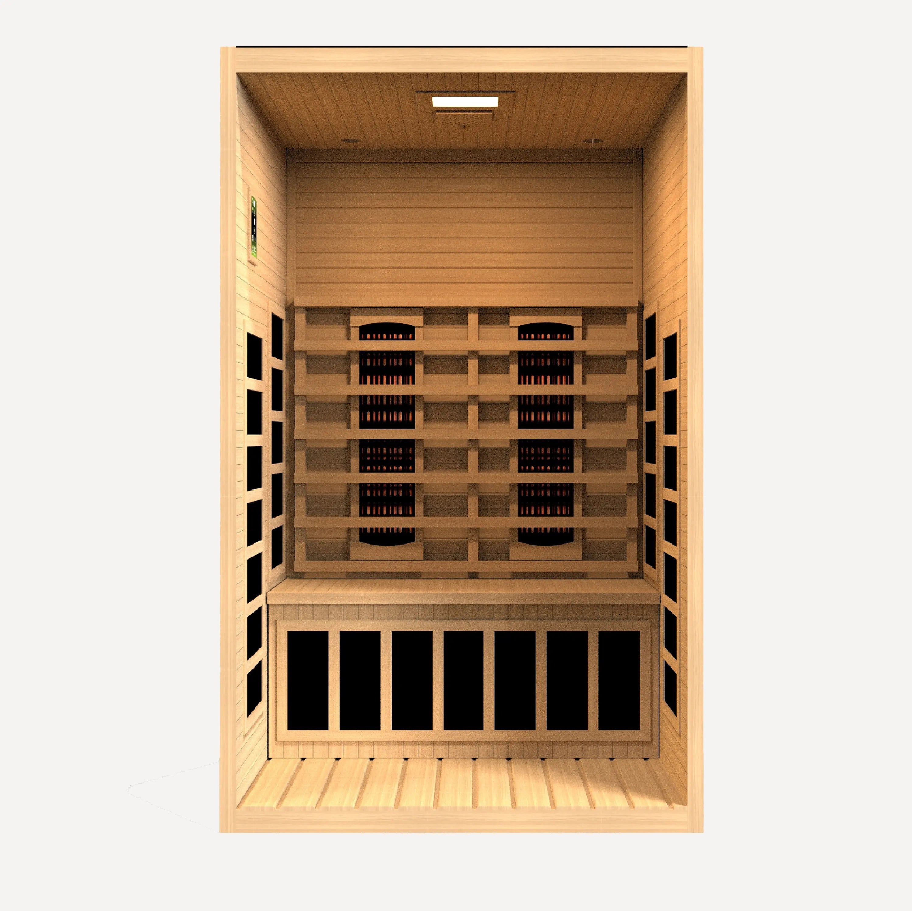 Golden Designs Dynamic Santiago full spectrum near zero EMF infrared sauna rear and side panel view