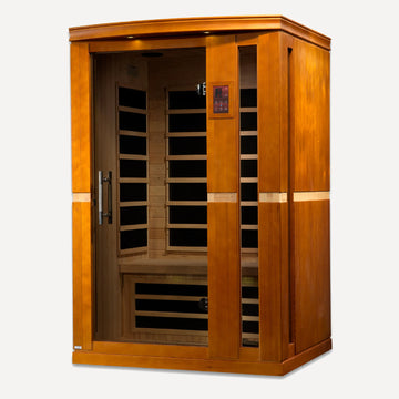 Golden Designs Dynamic Vittoria 2 person low EMF far infrared sauna, front view on white background