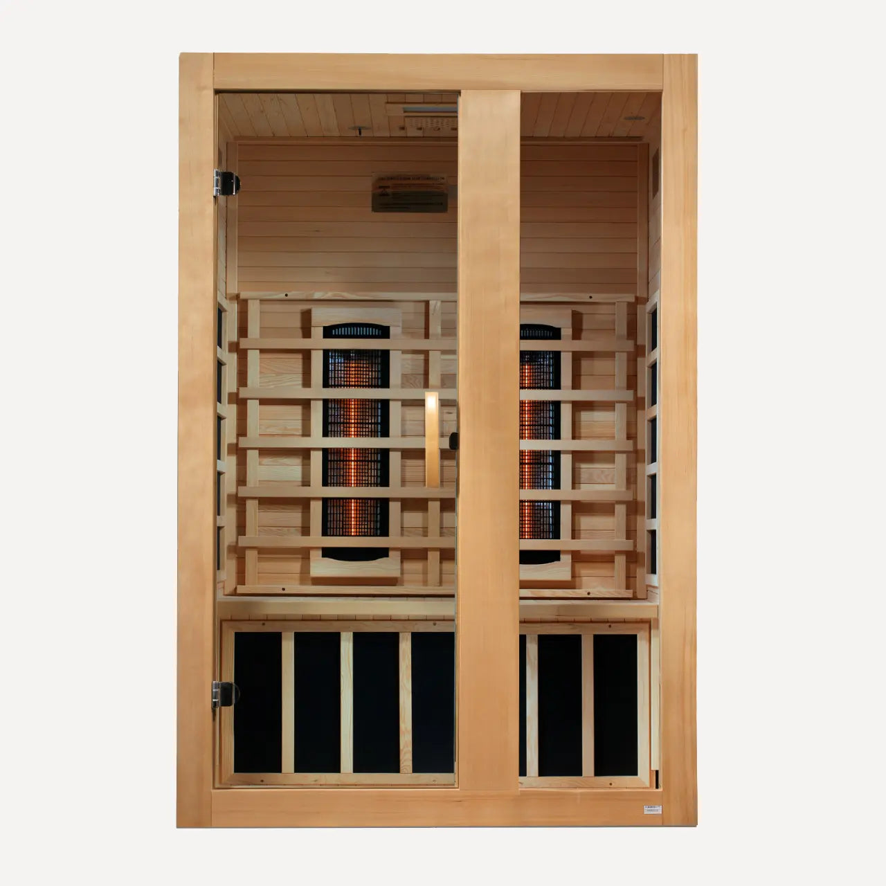 Golden Designs Dynamic Serena full spectrum near zero EMF infrared sauna side angle view