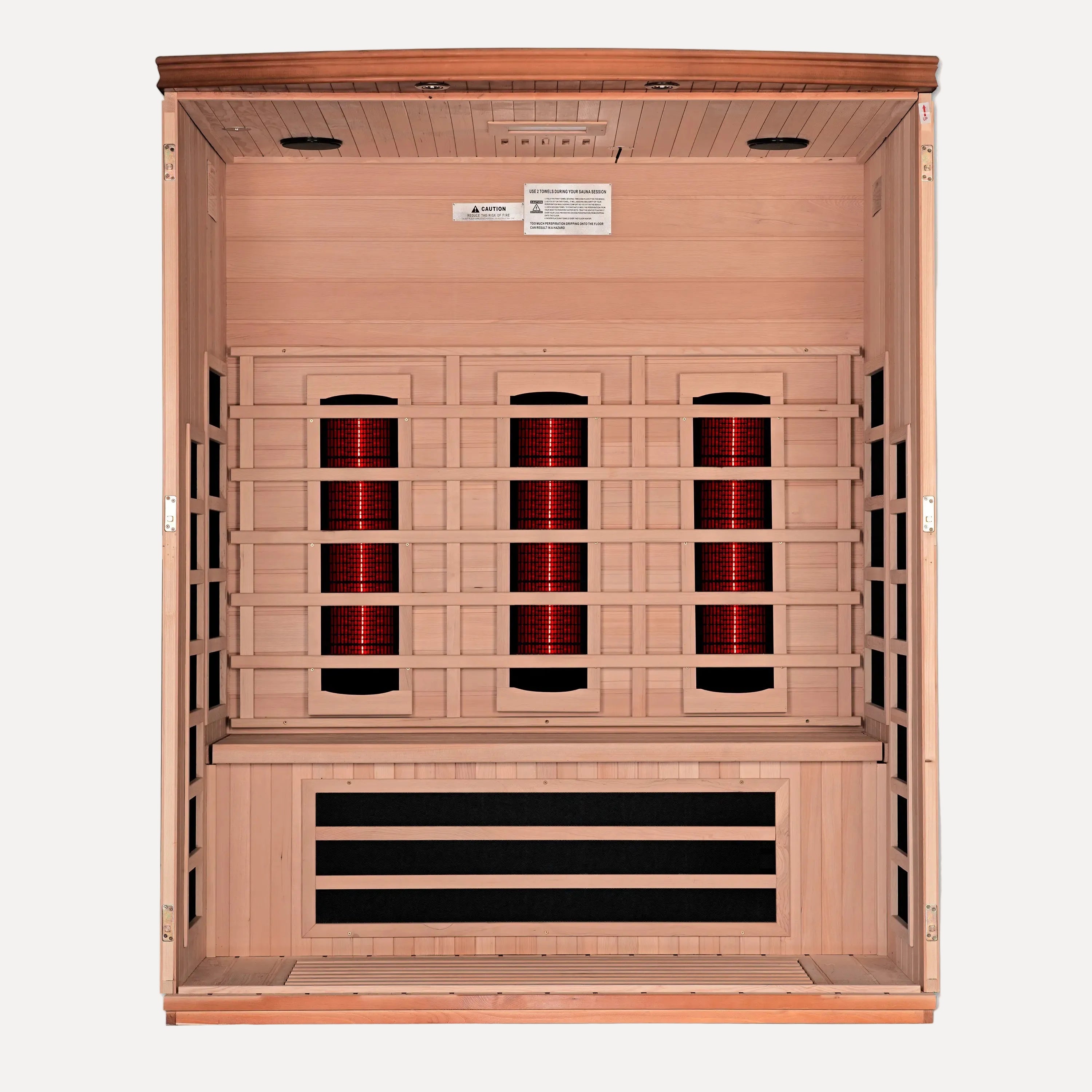 Golden Designs Dynamic Lugano full spectrum near zero EMF infrared sauna with tempered glass front door