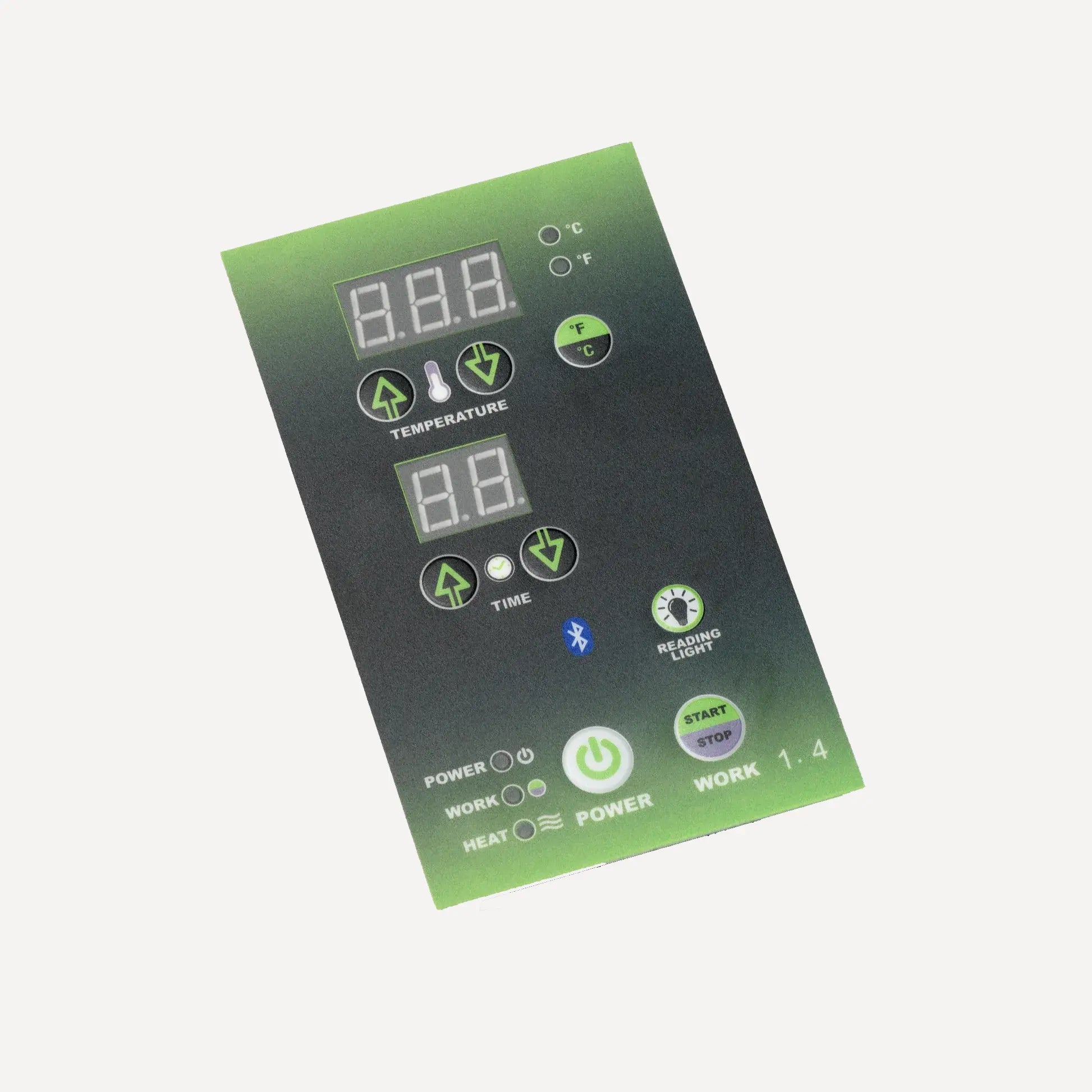 Interior LED control panel on the Golden Designs Dynamic Martin infrared sauna