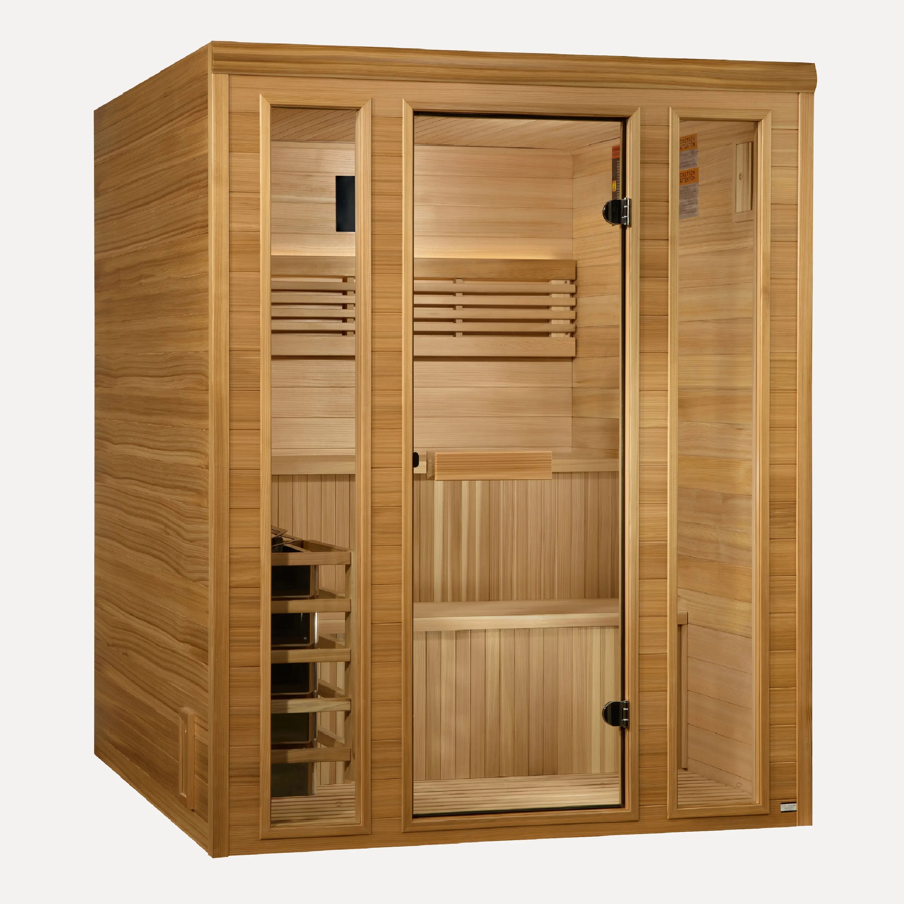Golden Designs Engelberg Edition 4-6 Person Indoor Traditional Steam Sauna, front three-quarter angle on white background