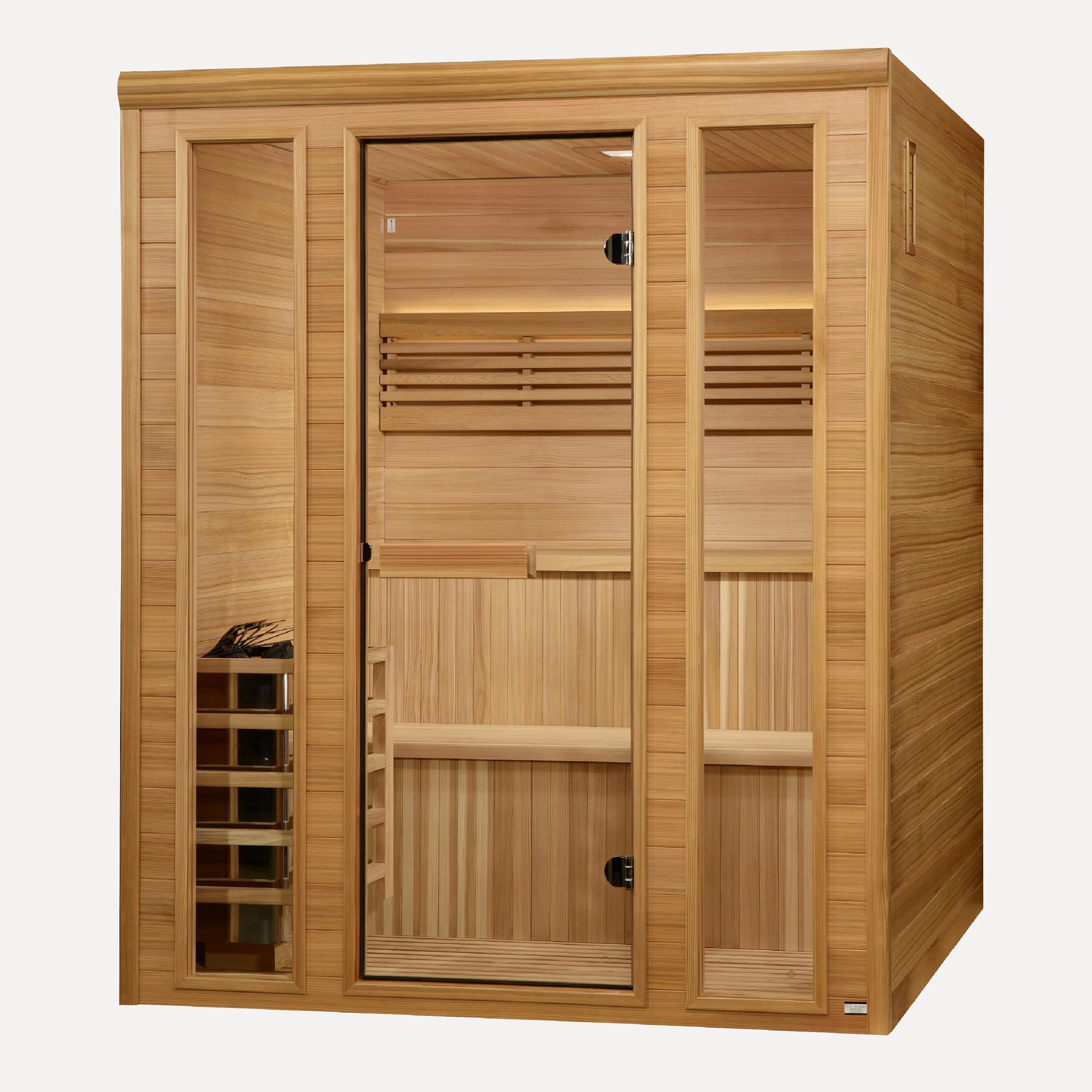 Golden Designs Engelberg Edition 4-6 Person Indoor Traditional Steam Sauna, side profile view on white background