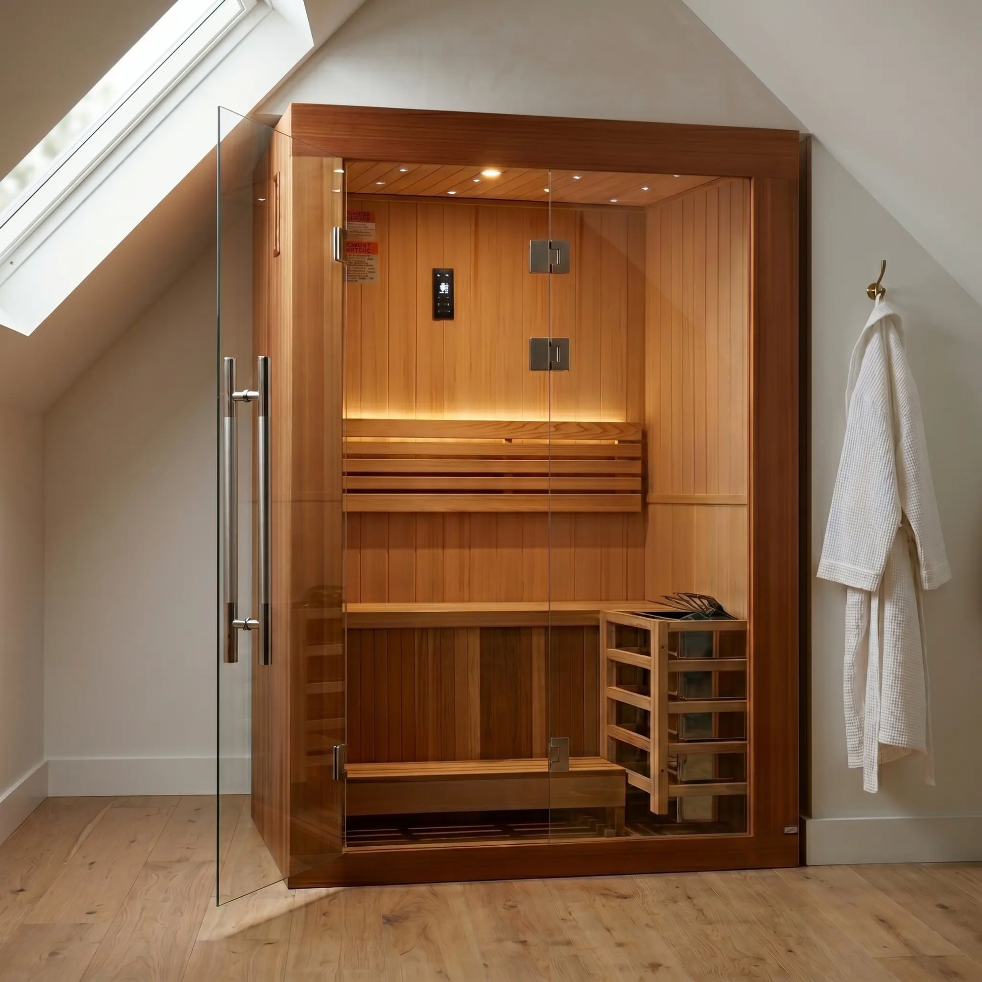 Golden Designs Sundsvall Edition 2-Person Indoor Traditional Sauna installed in a home wellness space