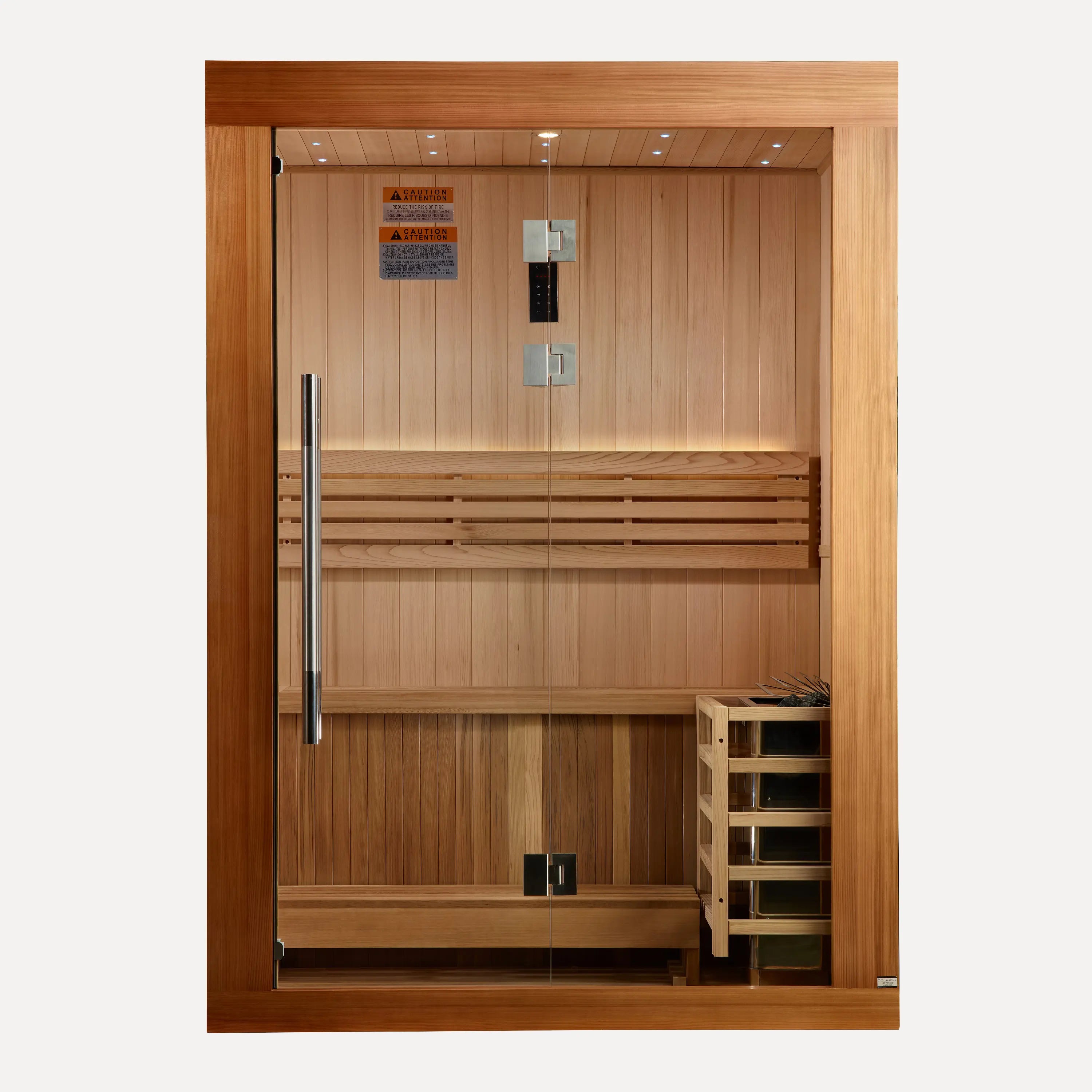 Golden Designs Sundsvall Edition 2-Person Indoor Traditional Sauna, front view on white background