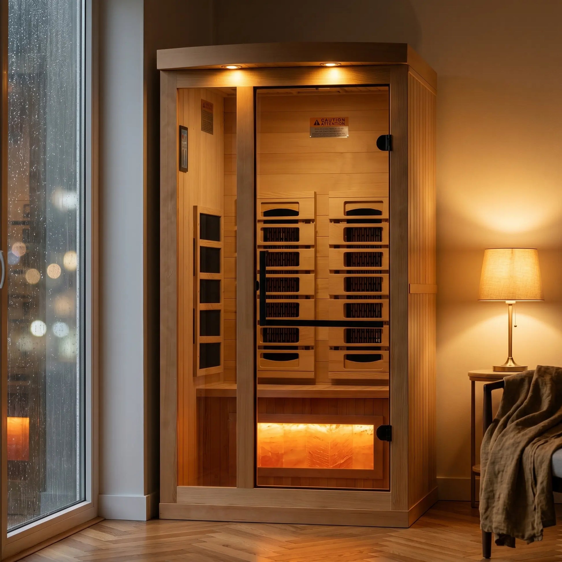 Golden Designs Reserve compact full spectrum sauna for one to two people
