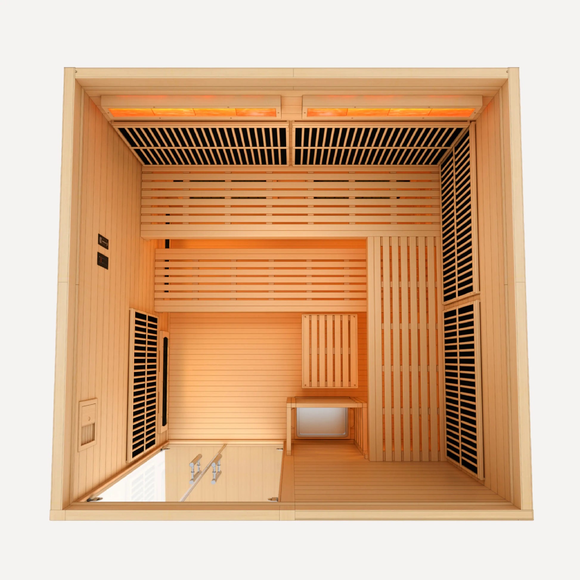 Toledo hybrid indoor sauna angled view