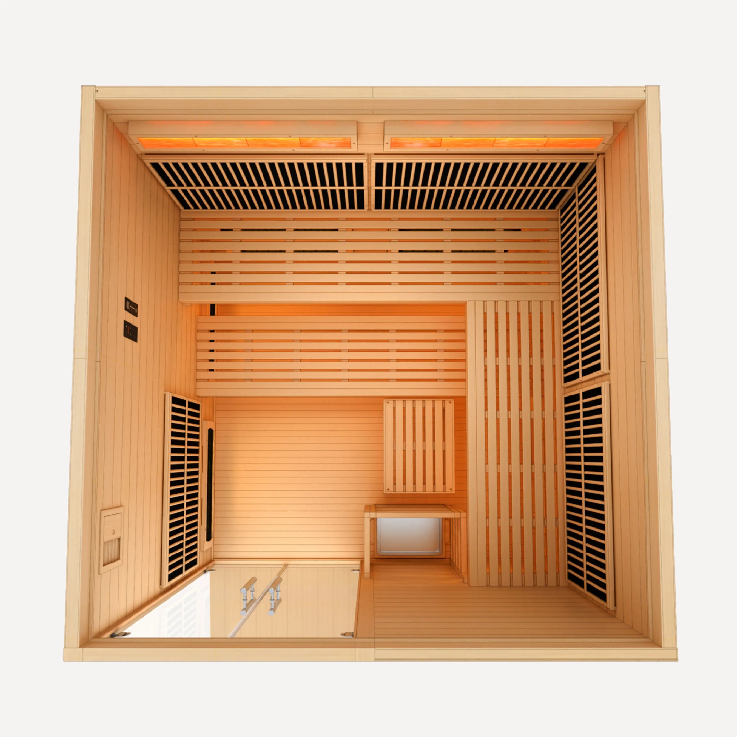 Toledo hybrid indoor sauna angled view