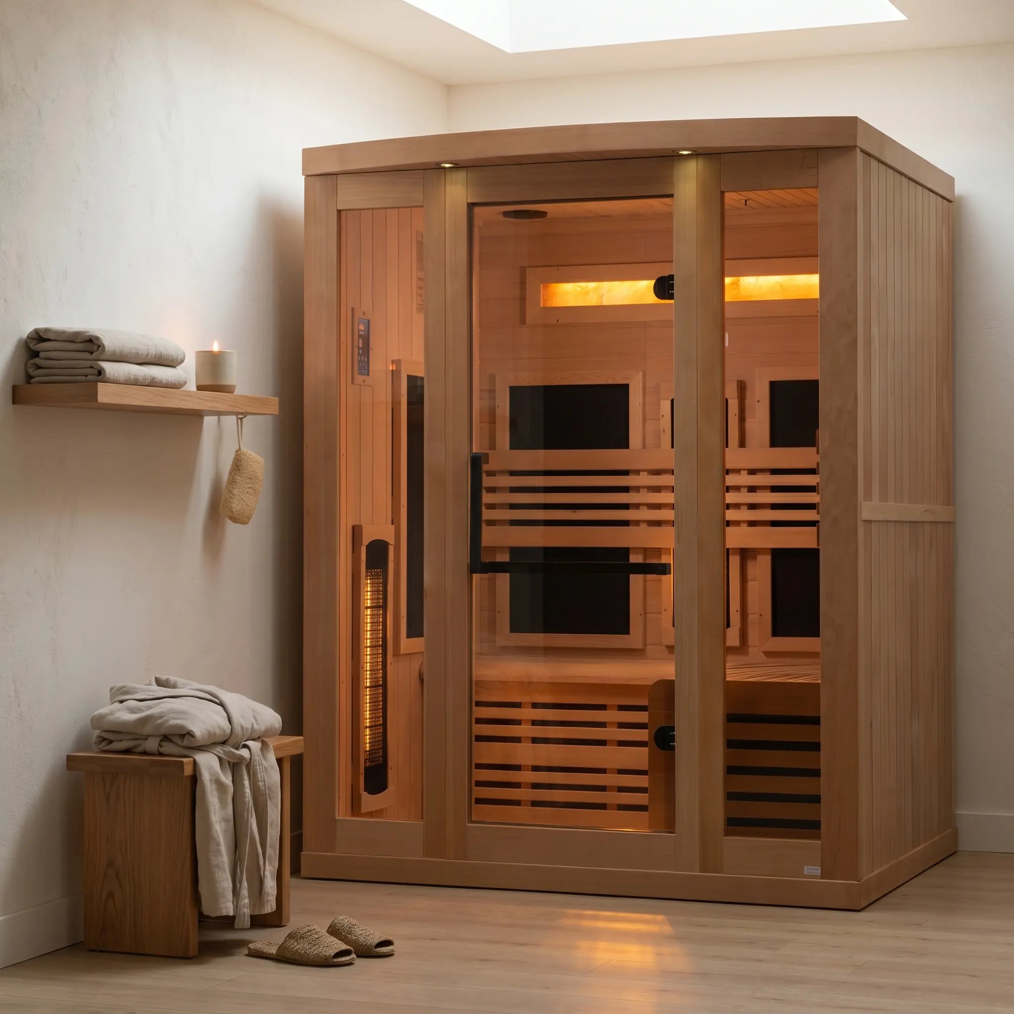 Golden Designs Reserve 3-Person Full Spectrum Sauna with 3 Salt Bars