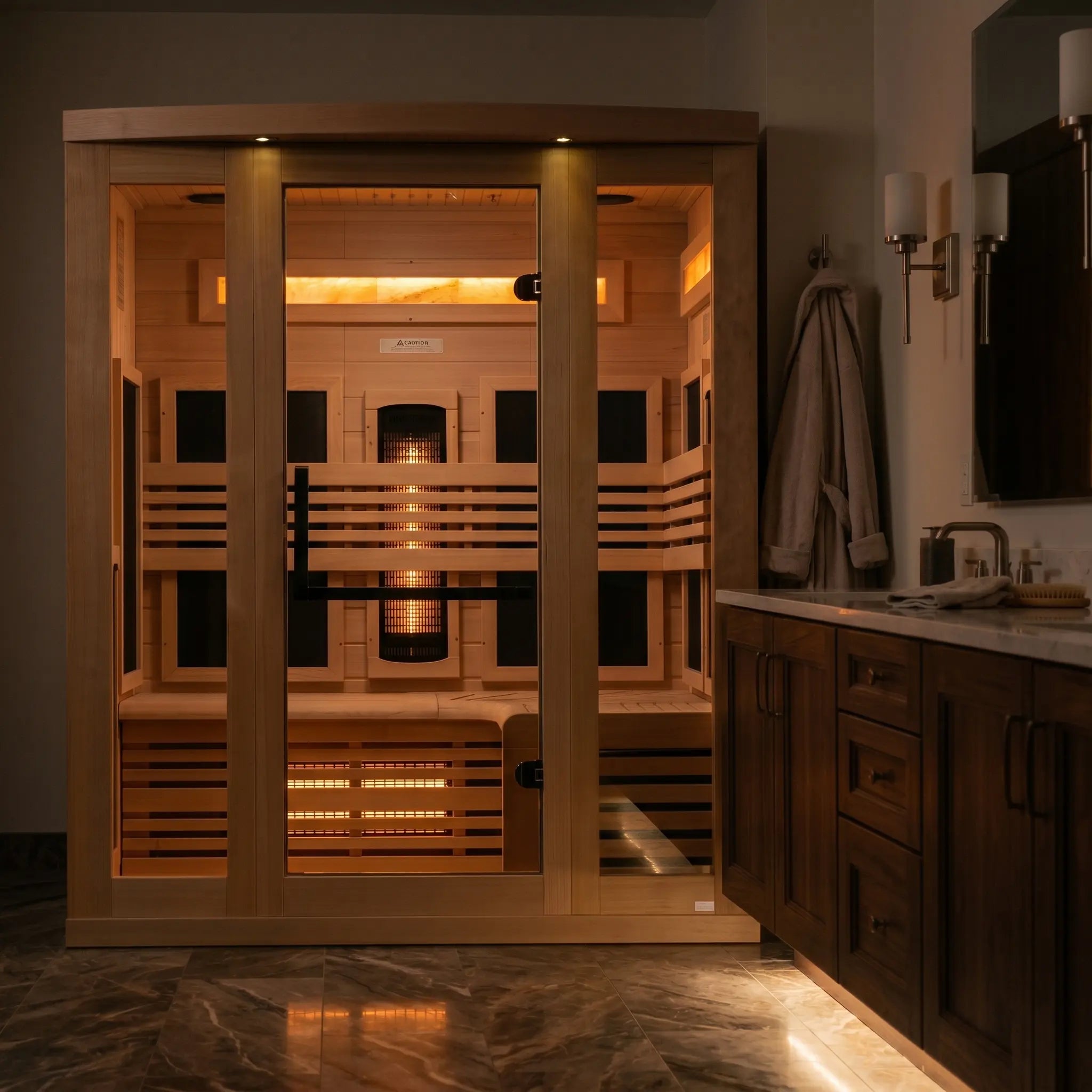 Golden Designs Reserve 3-Person Full Spectrum Sauna with 3 Salt Bars