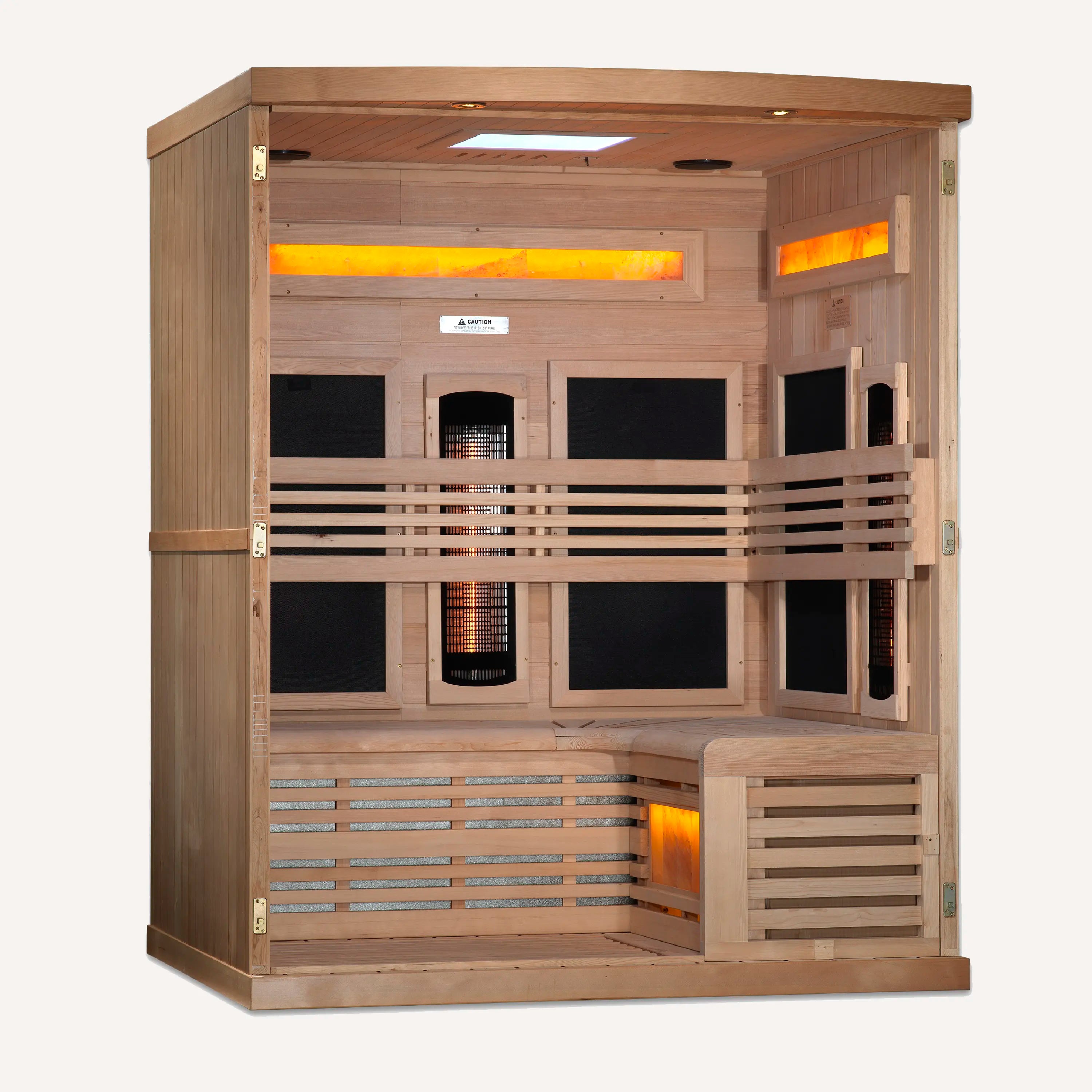 Golden Designs Reserve 3-Person Full Spectrum Sauna with 3 Salt Bars