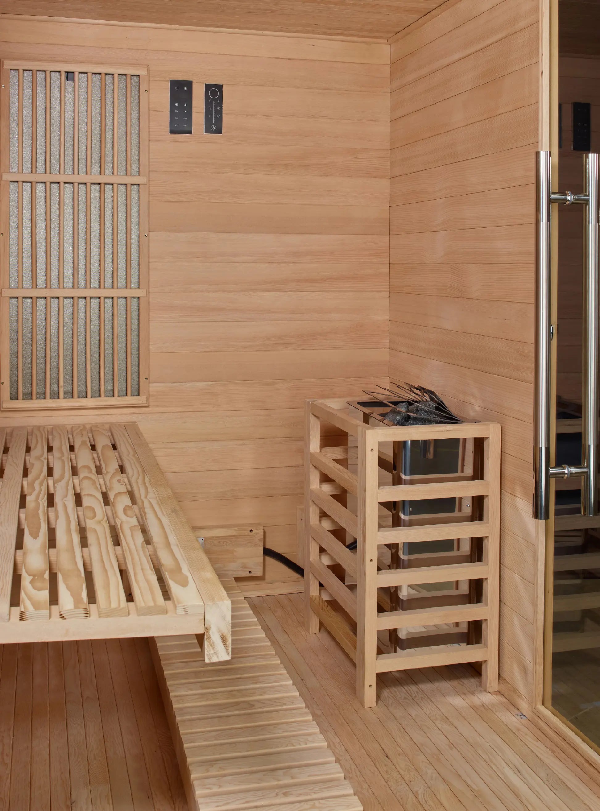 Soria hybrid sauna cabin detail view
