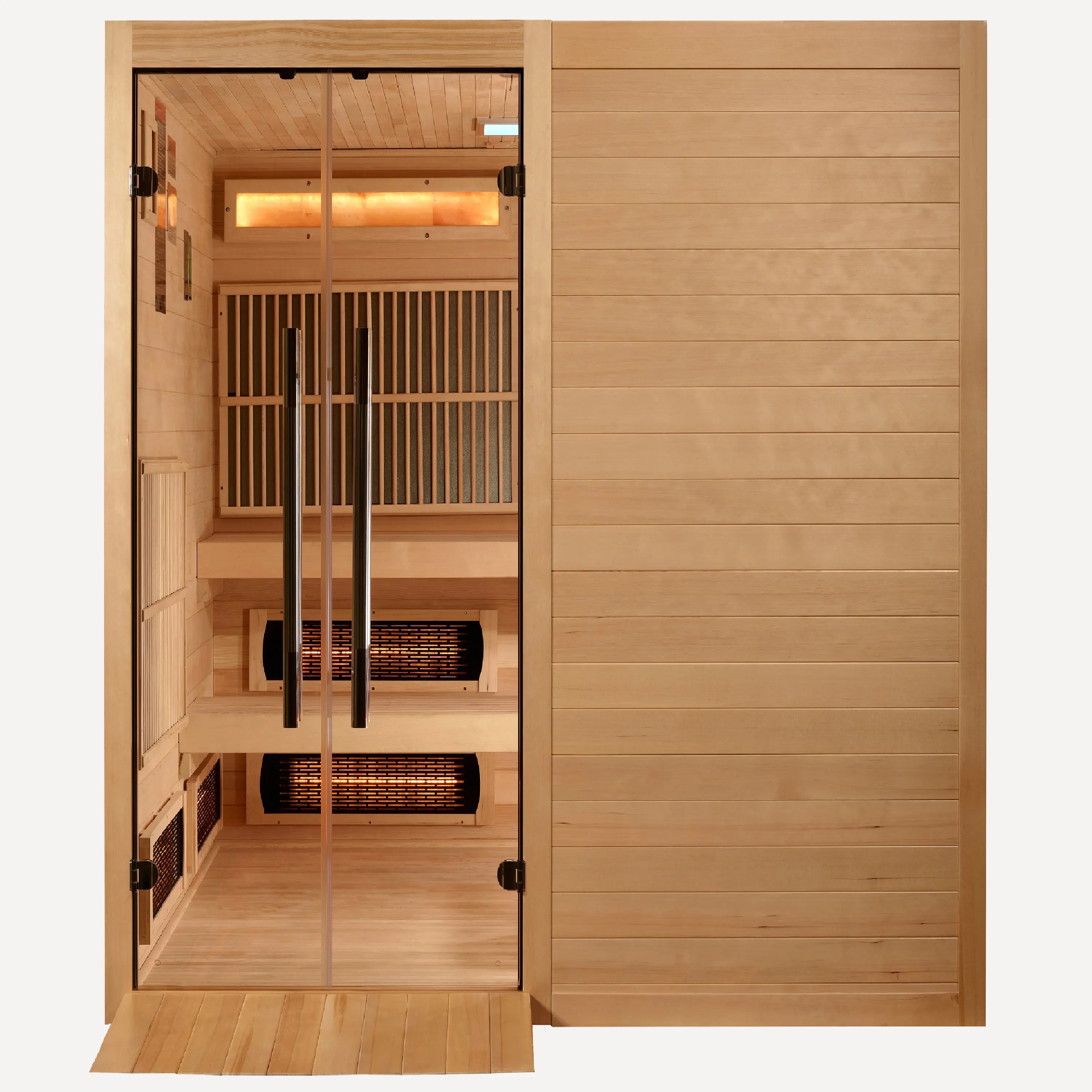 Toledo hybrid sauna interior with bench seating