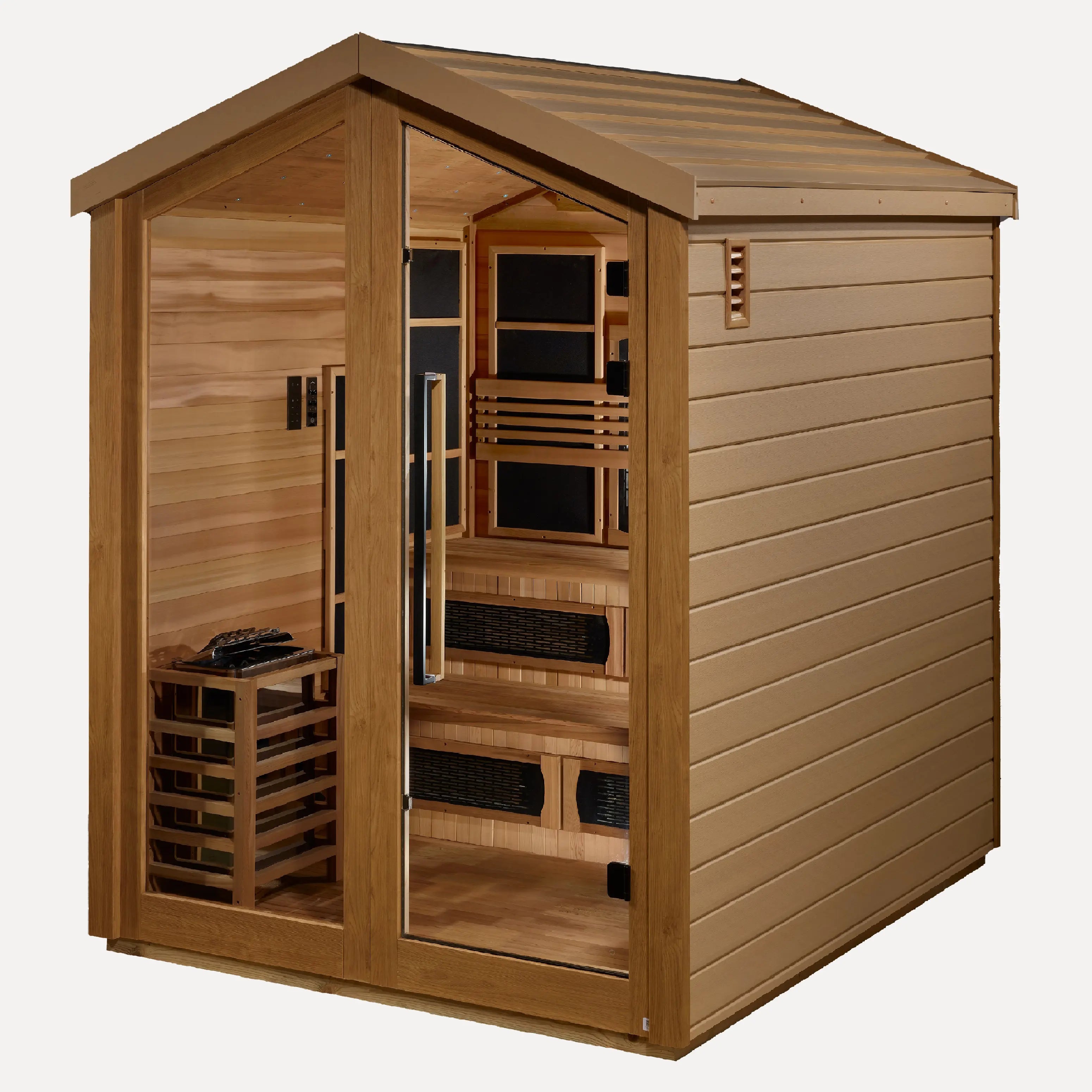 Golden Designs Kaskinen 6-Person Hybrid Outdoor Sauna (Red Cedar)
