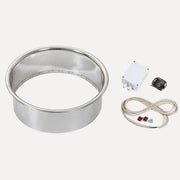 Harvia Cilindro LED Embedding Flange for 11kW Sauna Heaters, full kit with steel ring, control box, and wiring on a white background
