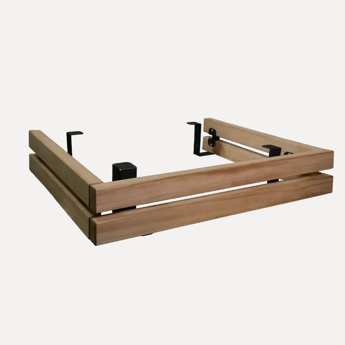 Harvia Virta HL110 10.5kW Ultimate Electric Sauna Heater Kit, wood guard rail top frame shown alone at an angle on a white background.