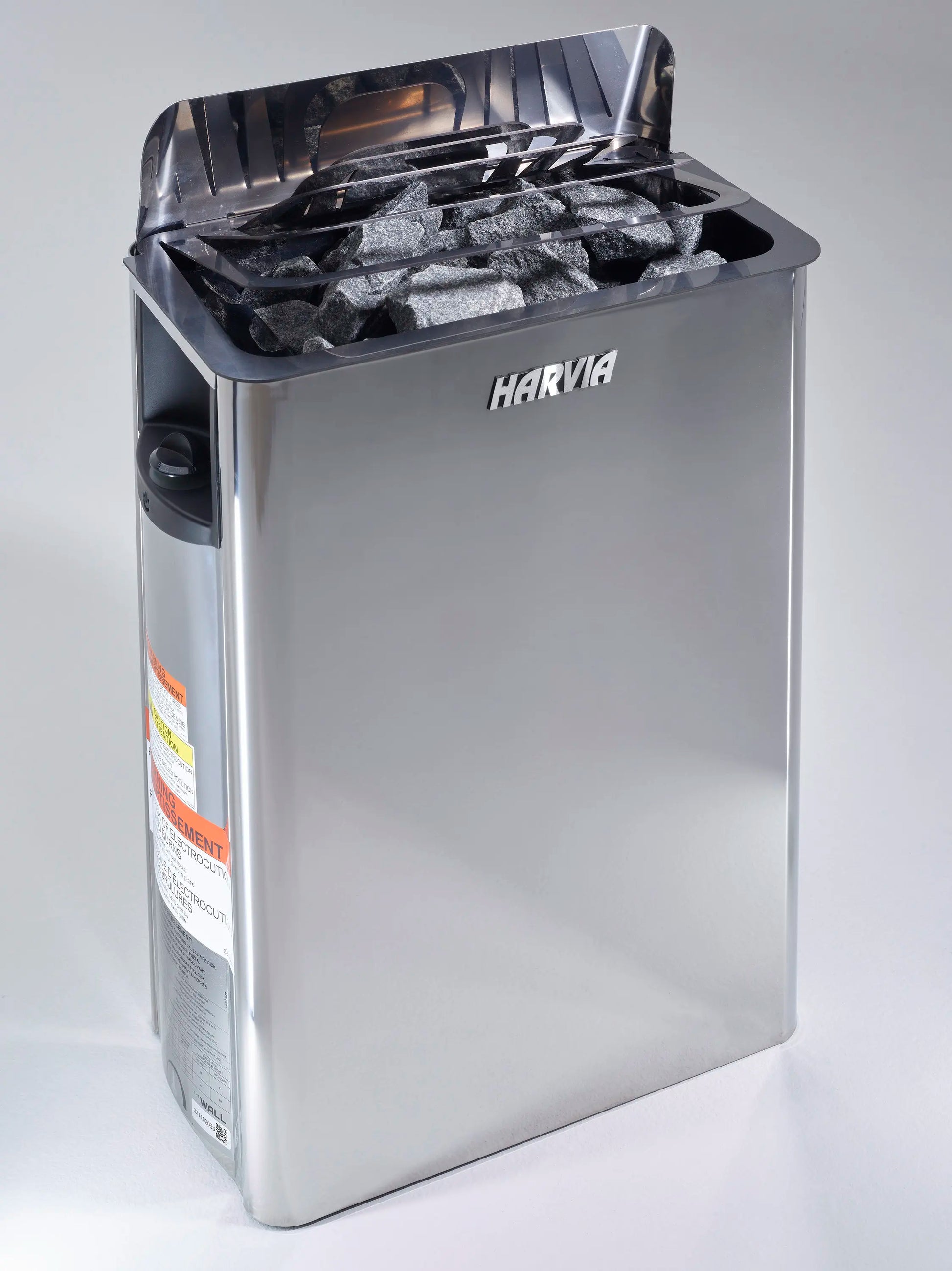 Harvia 6KW traditional wall stove inside the Soria hybrid sauna