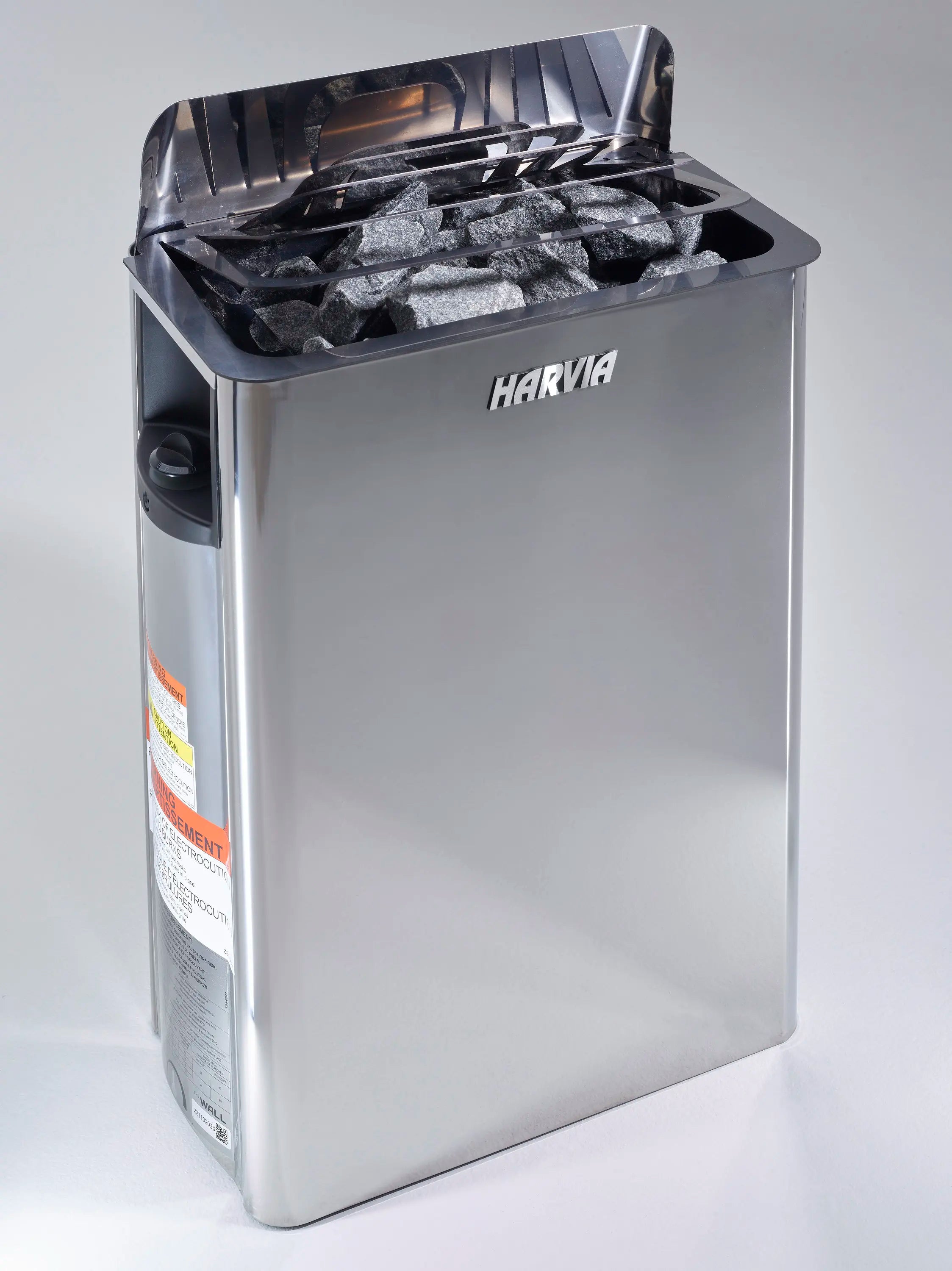 Harvia 8KW traditional wall stove inside the Toledo hybrid sauna