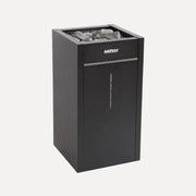 Harvia Virta Combi HL90SA 9kW Electric Sauna Heater with Steamer, front angled view on a white background with sauna rocks on top.