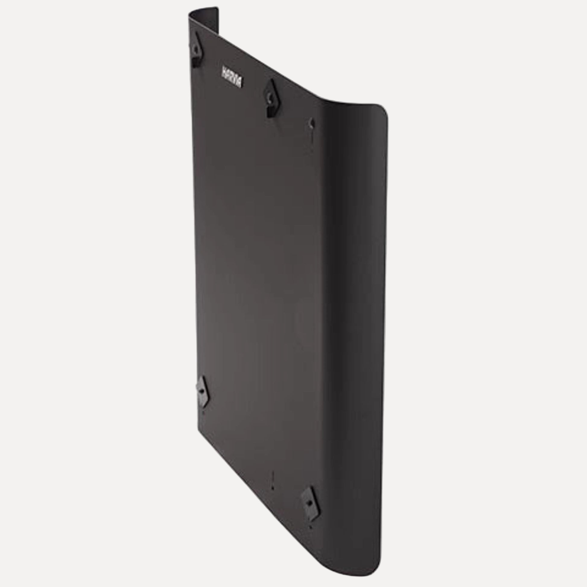 Harvia WL600 Protective Sheath for 20 ES Pro/S Wood-Burning Heaters (Side), angled side view of the curved black metal side panel on a white background.