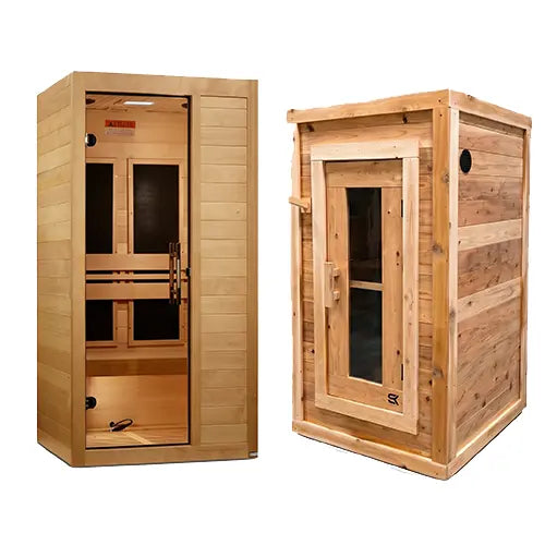 Indoor saunas category image with traditional and infrared models for home