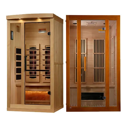 Infrared saunas category image with a modern carbon panel home sauna