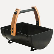 Harvia Legend Bucket SASPO100 Sauna Bucket, angled front view on a white background showing the wood handle and black steel body.
