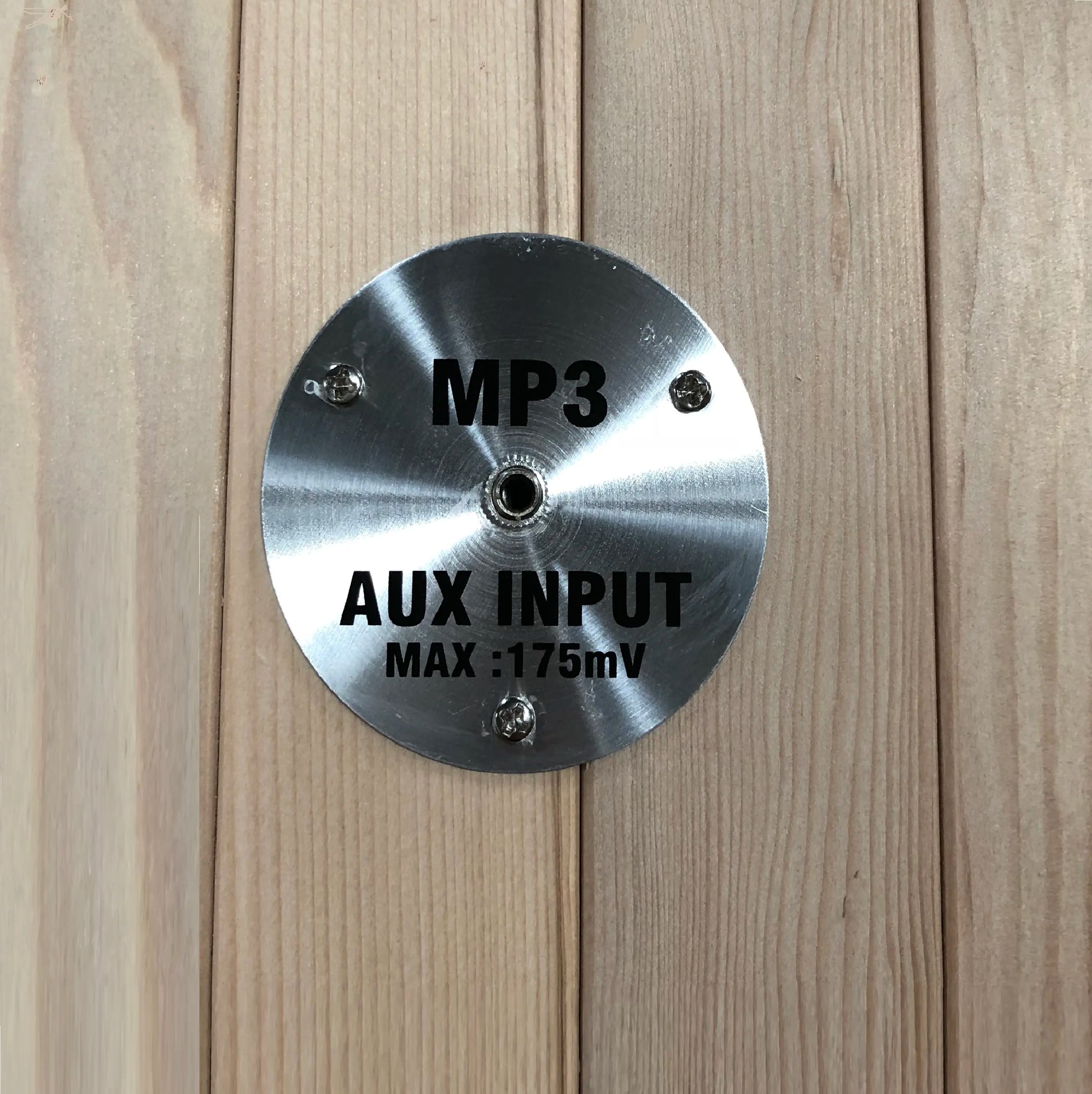 Built-in MP3 aux audio connection on the Golden Designs Dynamic Barcelona infrared sauna