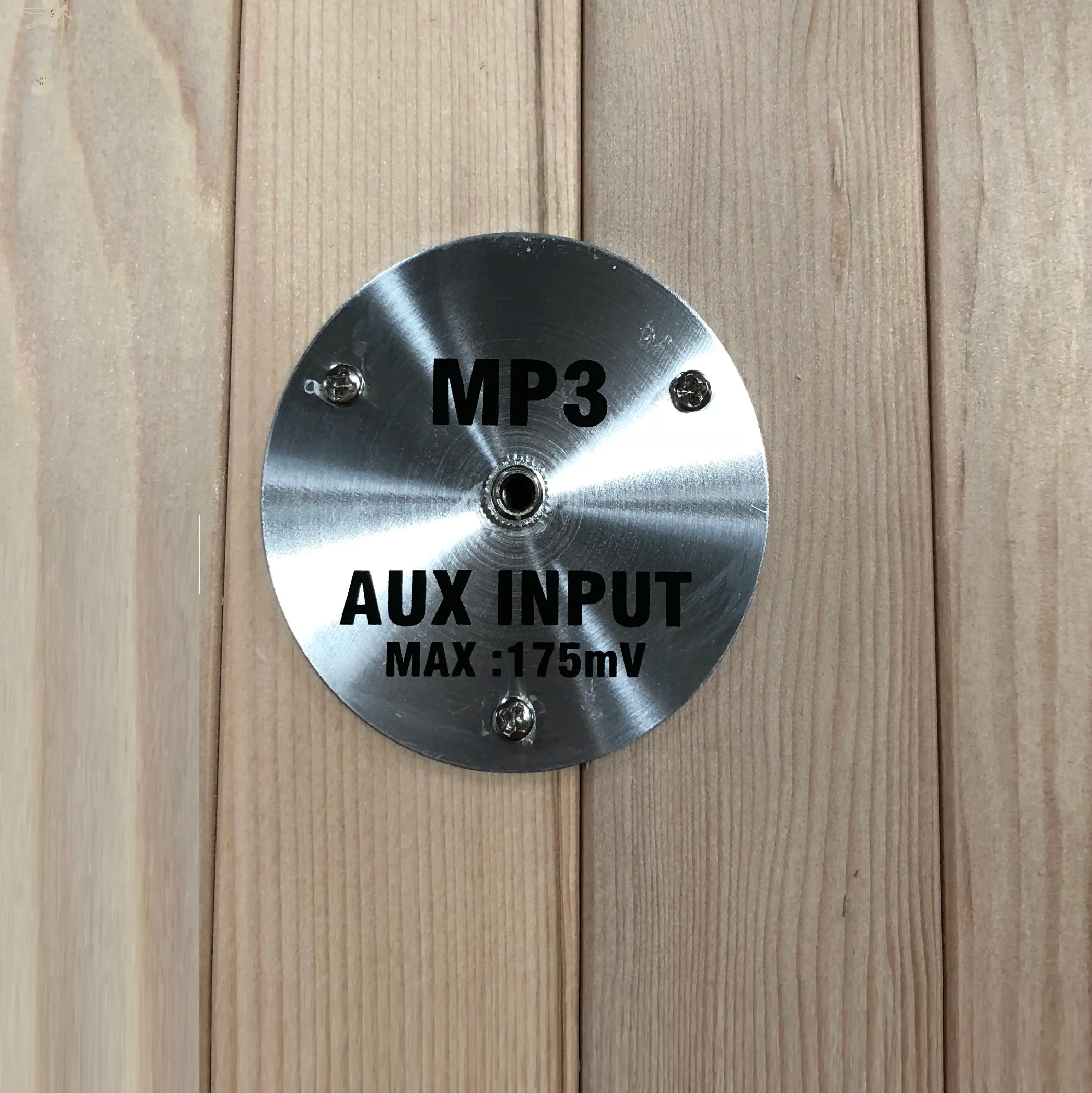 Built-in MP3 aux audio connection on the Golden Designs Dynamic Barcelona infrared sauna