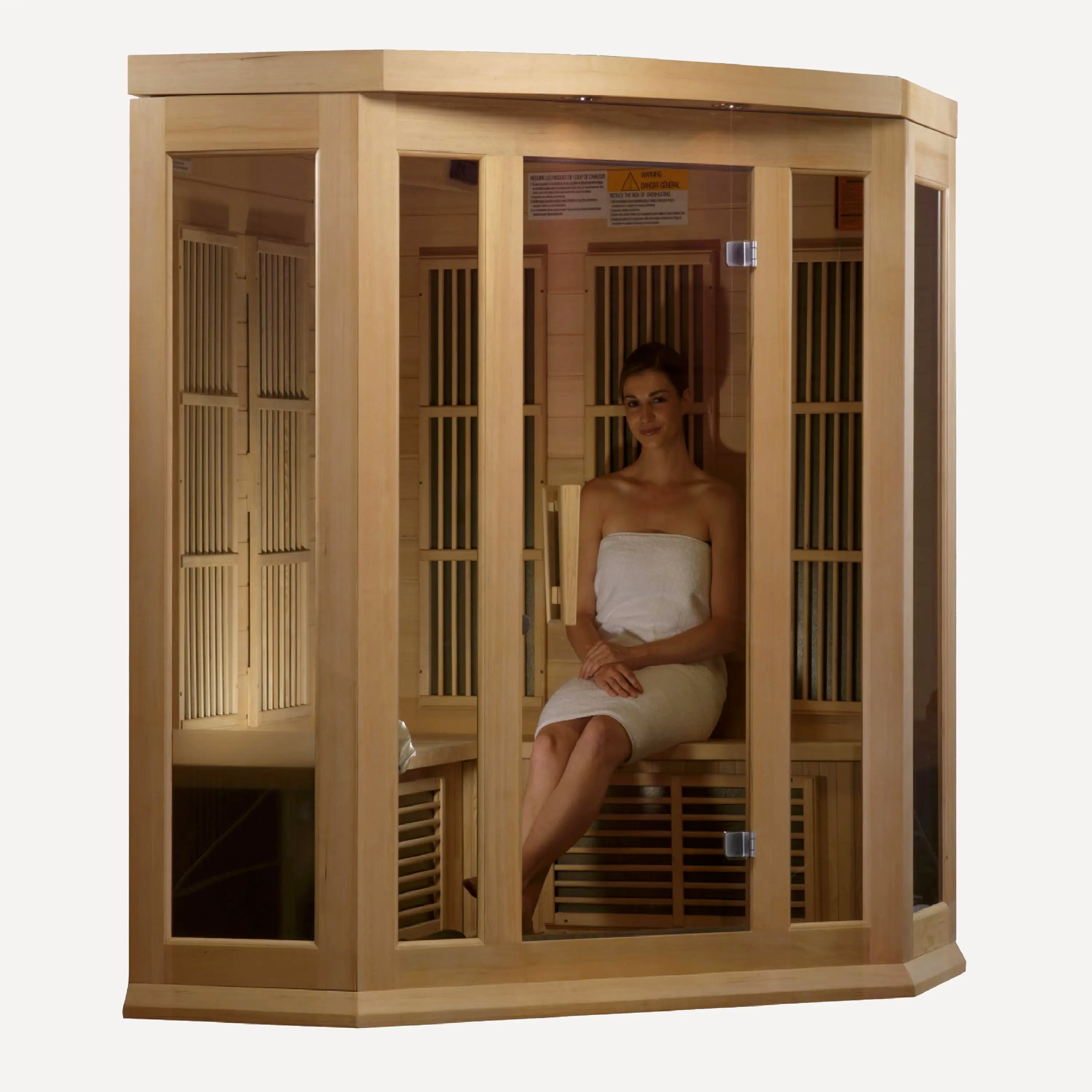 Golden Designs Maxxus 3 Person Corner far infrared sauna rear and side panel view