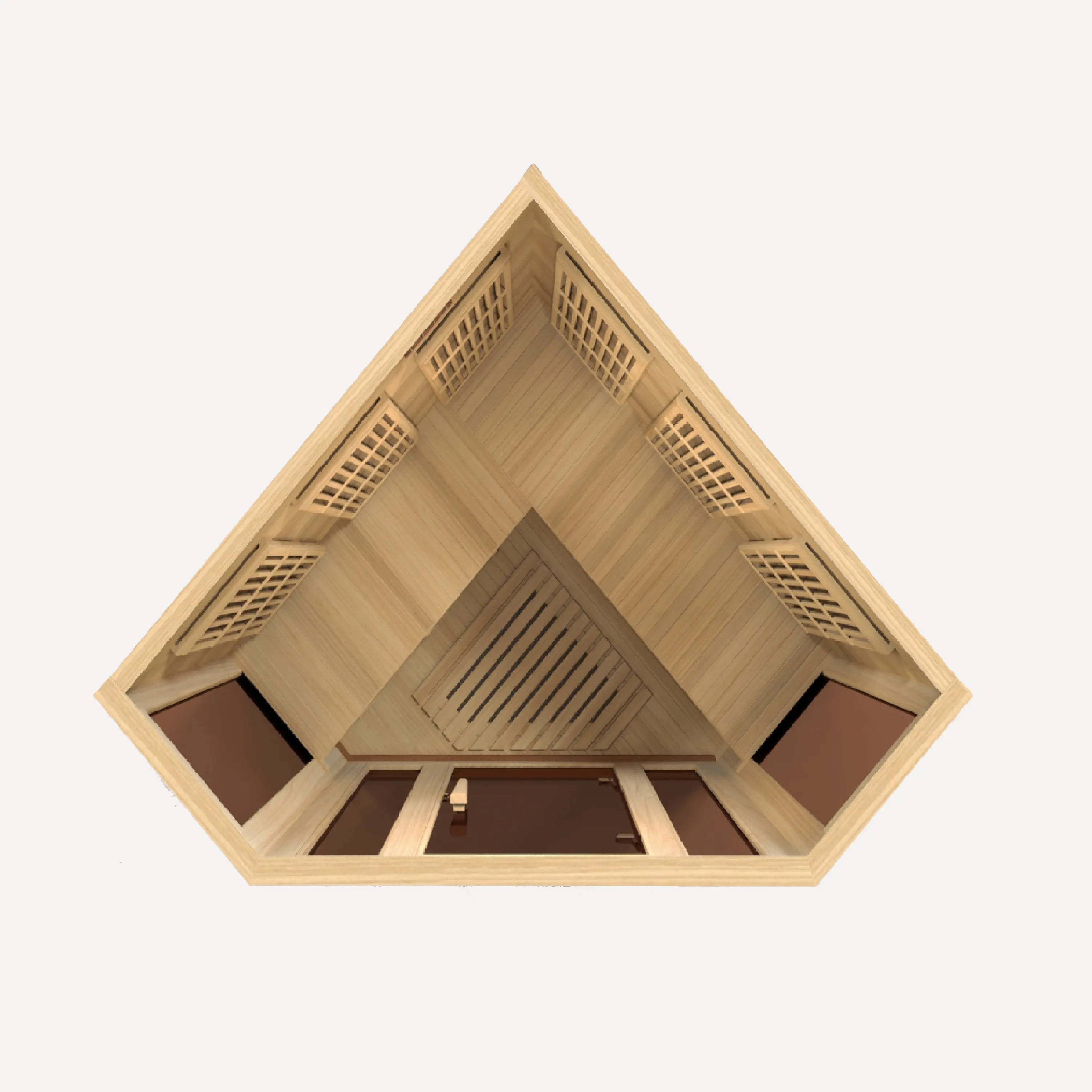 Golden Designs Maxxus 3 Person Corner far infrared sauna shown from the side