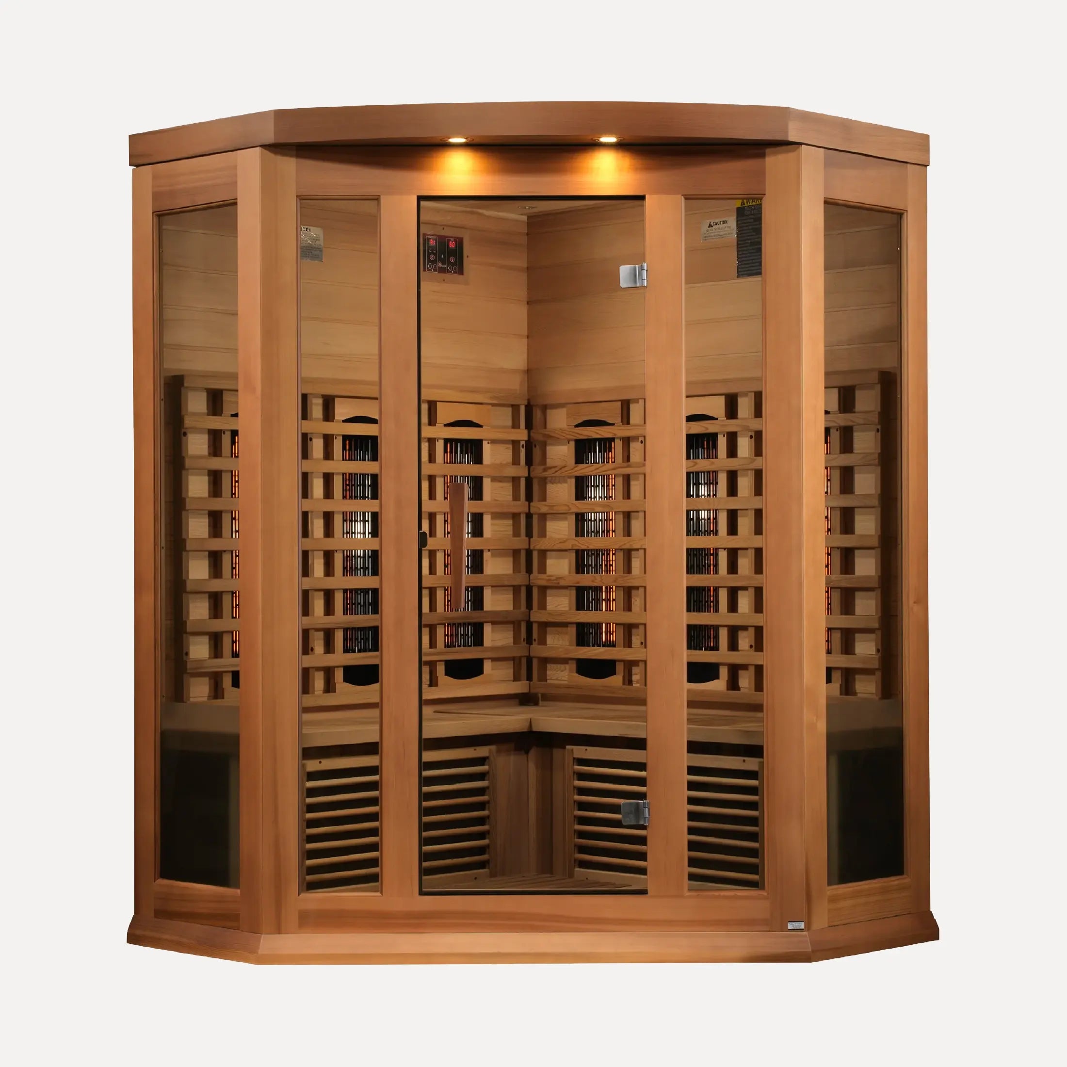 Maxxus 3 Person Corner Full Spectrum Near Zero EMF Far Infrared Sauna (Red Cedar)