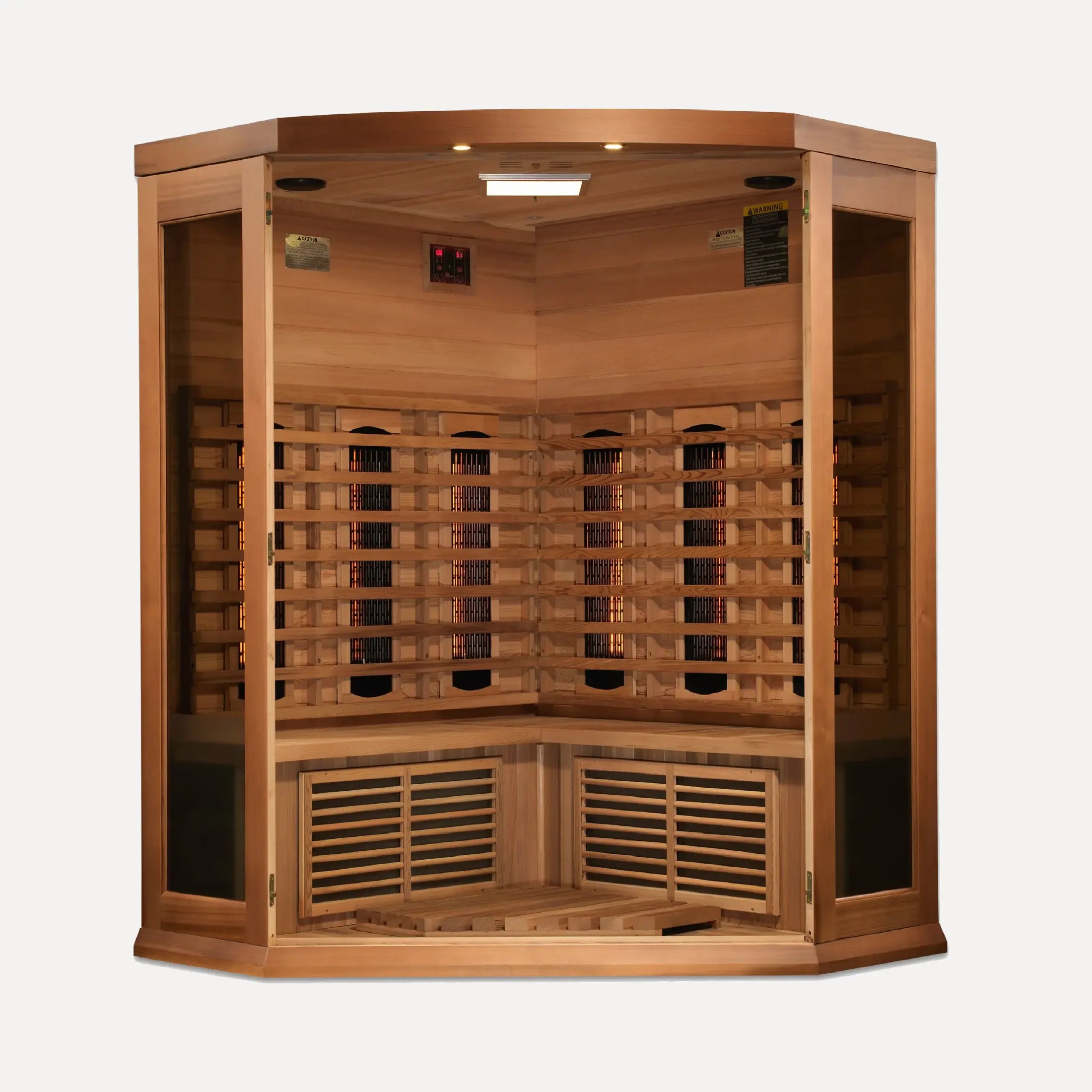 Maxxus 3 Person Corner Full Spectrum Near Zero EMF Far Infrared Sauna (Red Cedar)