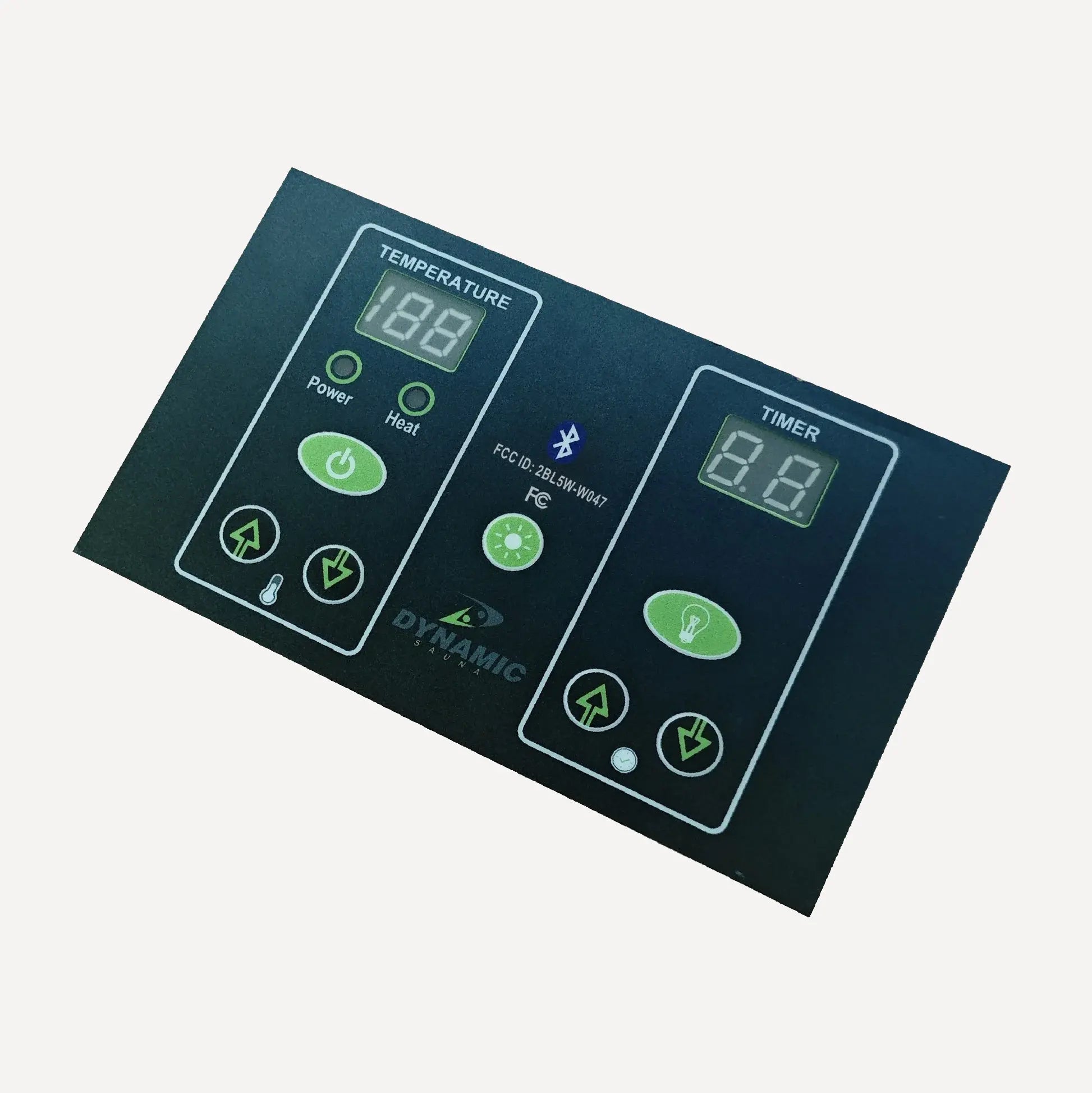 Interior LED control panel on the Golden Designs Dynamic Vila Grande infrared sauna