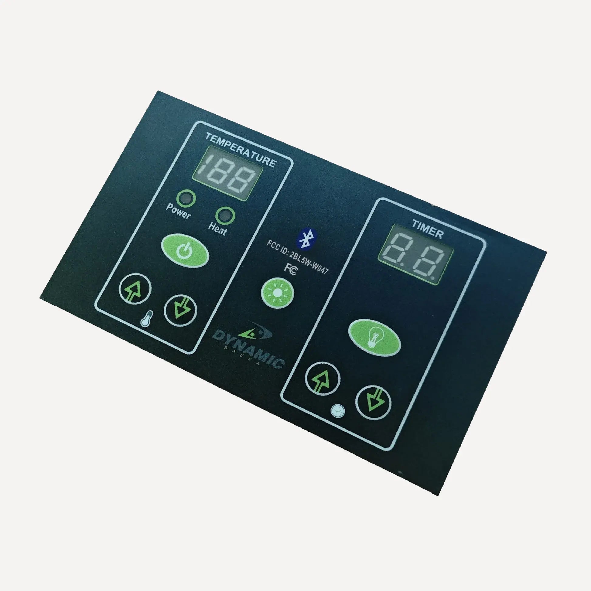 Interior LED control panel on the Golden Designs Dynamic Llumeneres infrared sauna