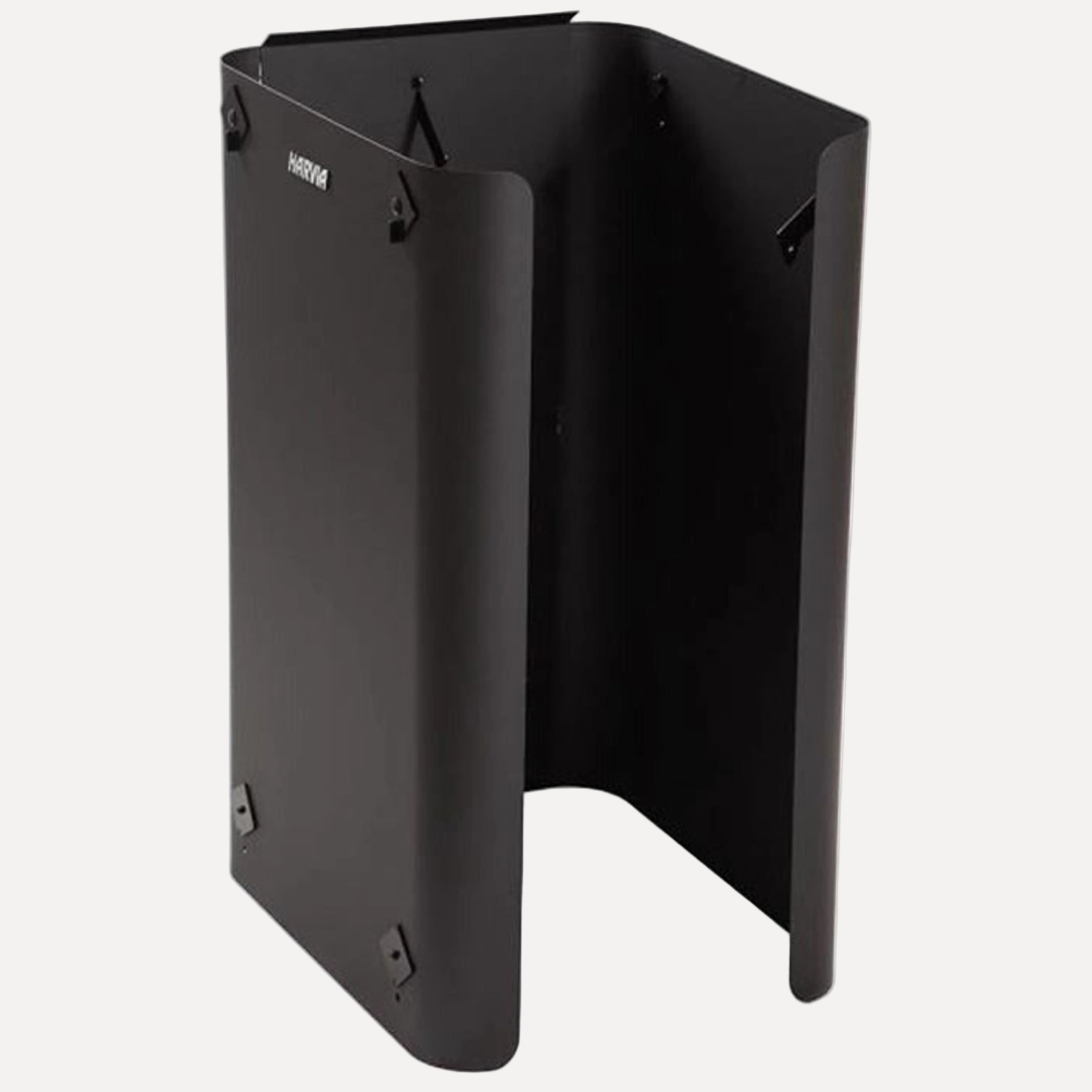 Harvia WL750 26 Pro Sauna Protective Sheath (Side and Rear), angled view showing the curved black panel interior and mounting brackets on a white background.