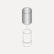 Harvia Radiation Cover WZ020130 Stainless Steel, exploded diagram showing cylindrical cover above its mounting outline on a white background