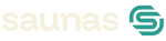 Saunass Logo with the word 'saunas' and a stylized letter 'S' in green on a white background